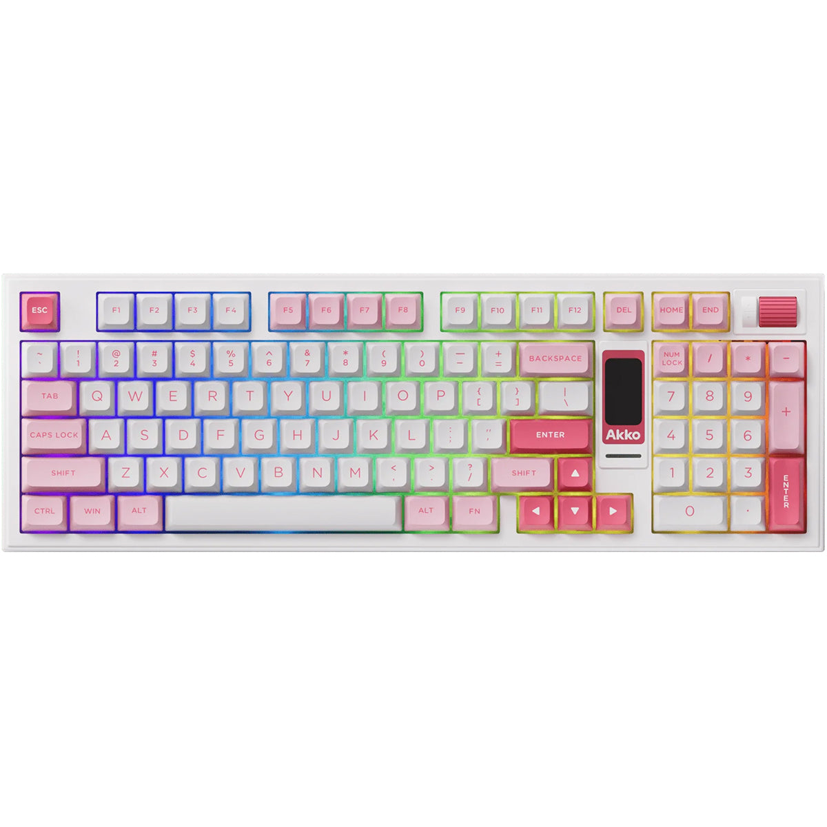 Akko 5098B Prunus Lannesiana Compact 1800 Wireless Mechanical Keyboard with LCD & RGB Backlit - Hot-Swappable Piano Pro V3 Switches for Gaming, Typing & Office Work