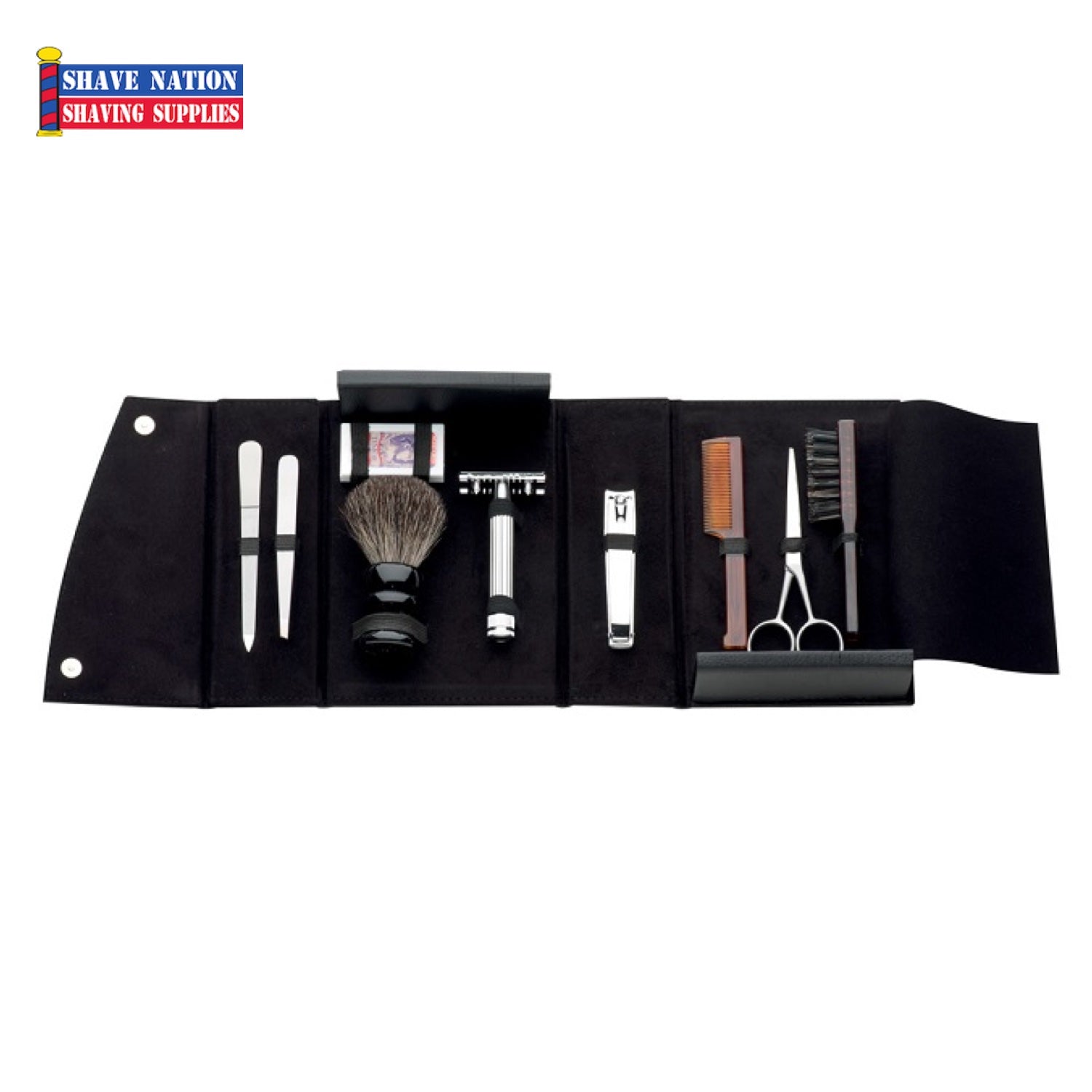Fatip Groom and Shave Safety Razor Kit - Premium Stainless Steel Double Edge Razor for Men with Chrome Plated Handle - Perfect for Wet Shaving, Travel & Gift Giving