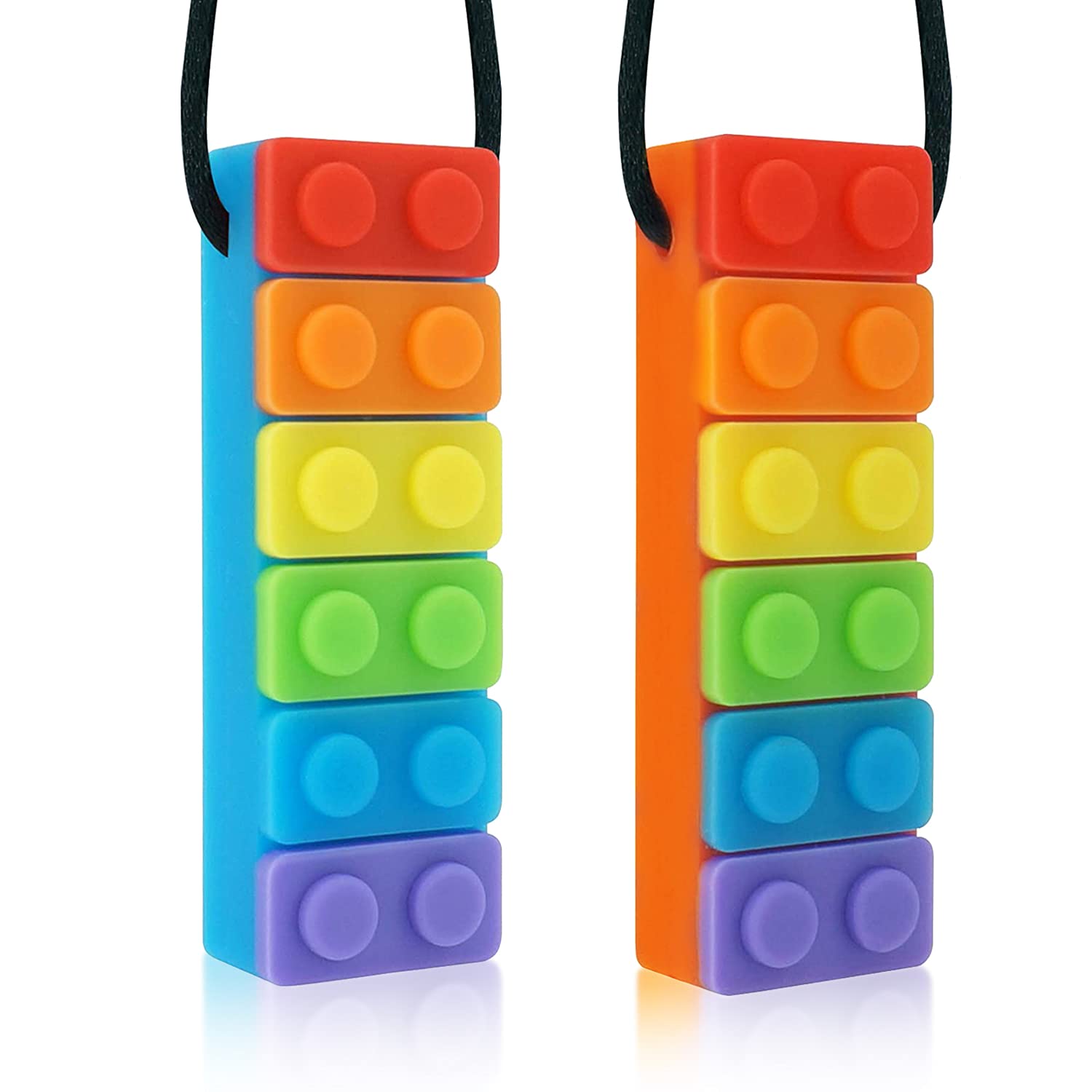 Seeway Sensory Chew Necklaces for Kids & Toddlers - 2 Pack Autism & ADHD Teething Toys, BPA-Free Silicone Oral Motor Chewers for Anxiety Relief - Perfect for School, Travel & Sensory Therapy