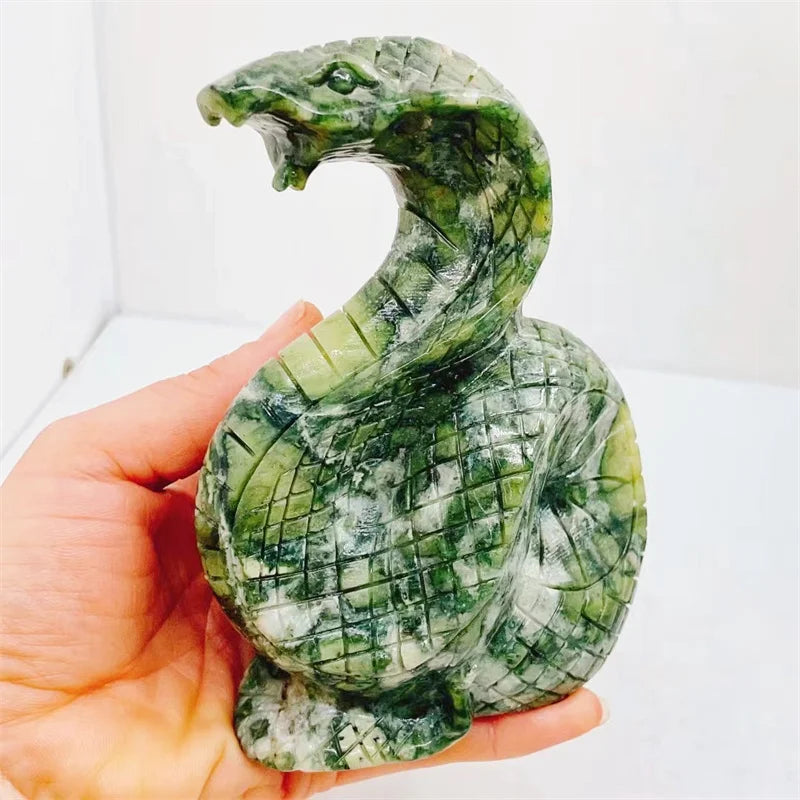 Handmade Natural Taxoite Cobra Snake Carving Statue - Healing Crystal Figurine for Home Decor, Feng Shui, Meditation & Spiritual Healing (1Pc) - Perfect for Yoga Rooms, Office Desks & Gift Giving