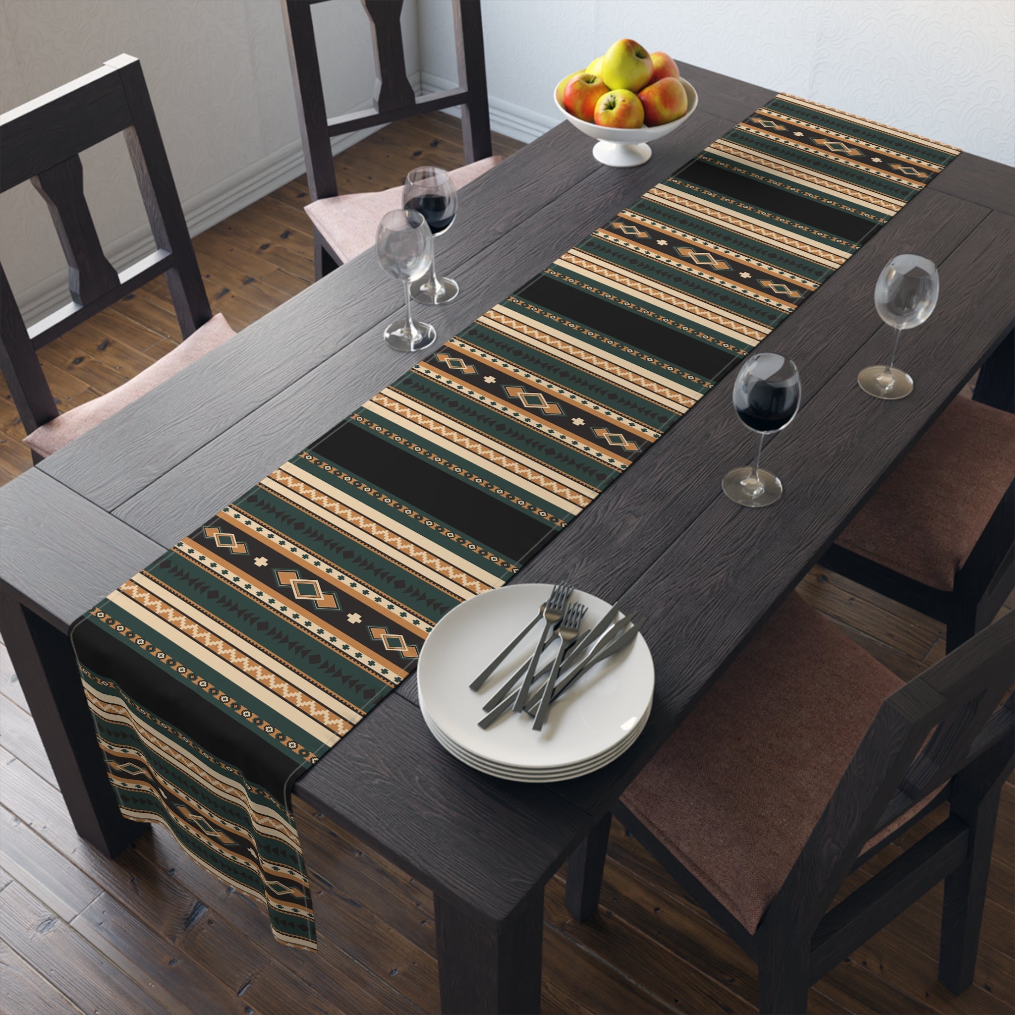 Southwestern Table Runner - Cotton or Polyester, 2 Sizes (36x12 & 72x14 inches) with Rolling Hills Design - Perfect for Dining Room Decor, Kitchen Table Setting & Western Home Decor