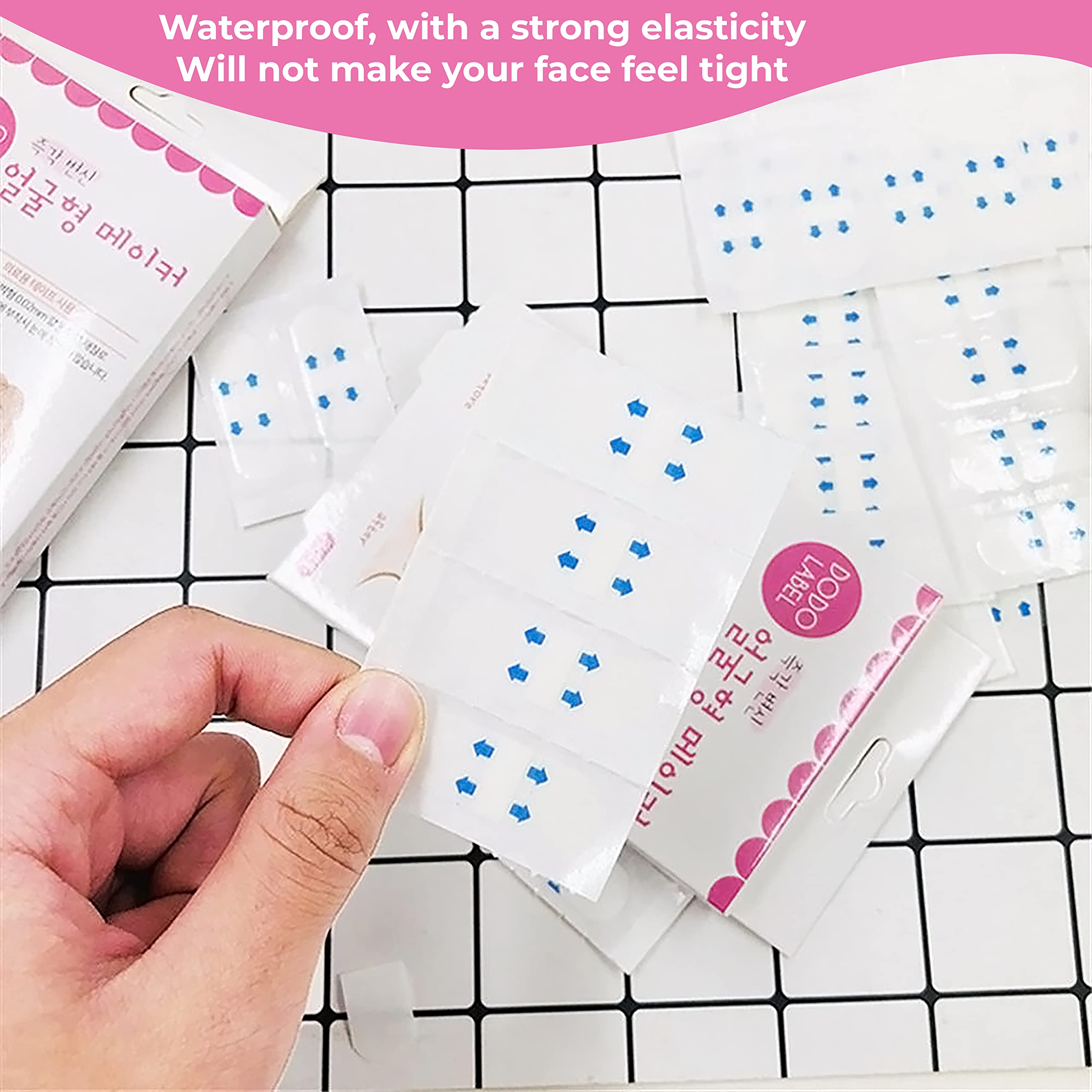 MAPPERZ Instant Face Lift Tape - Invisible Waterproof Elastic Wrinkle Lifting Stickers (40 PCS) | Face & Neck Tightening Patches for Double Chin Reduction | Perfect for Makeup, Special Events & Daily Anti-Aging Care