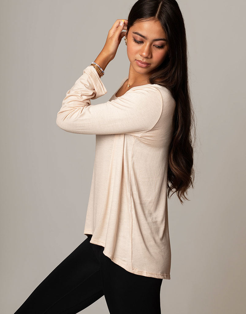 Sunday Long Tee Vanilla - Soft & Comfortable Women's T-Shirt for Casual Wear, Loungewear & Everyday Outfits