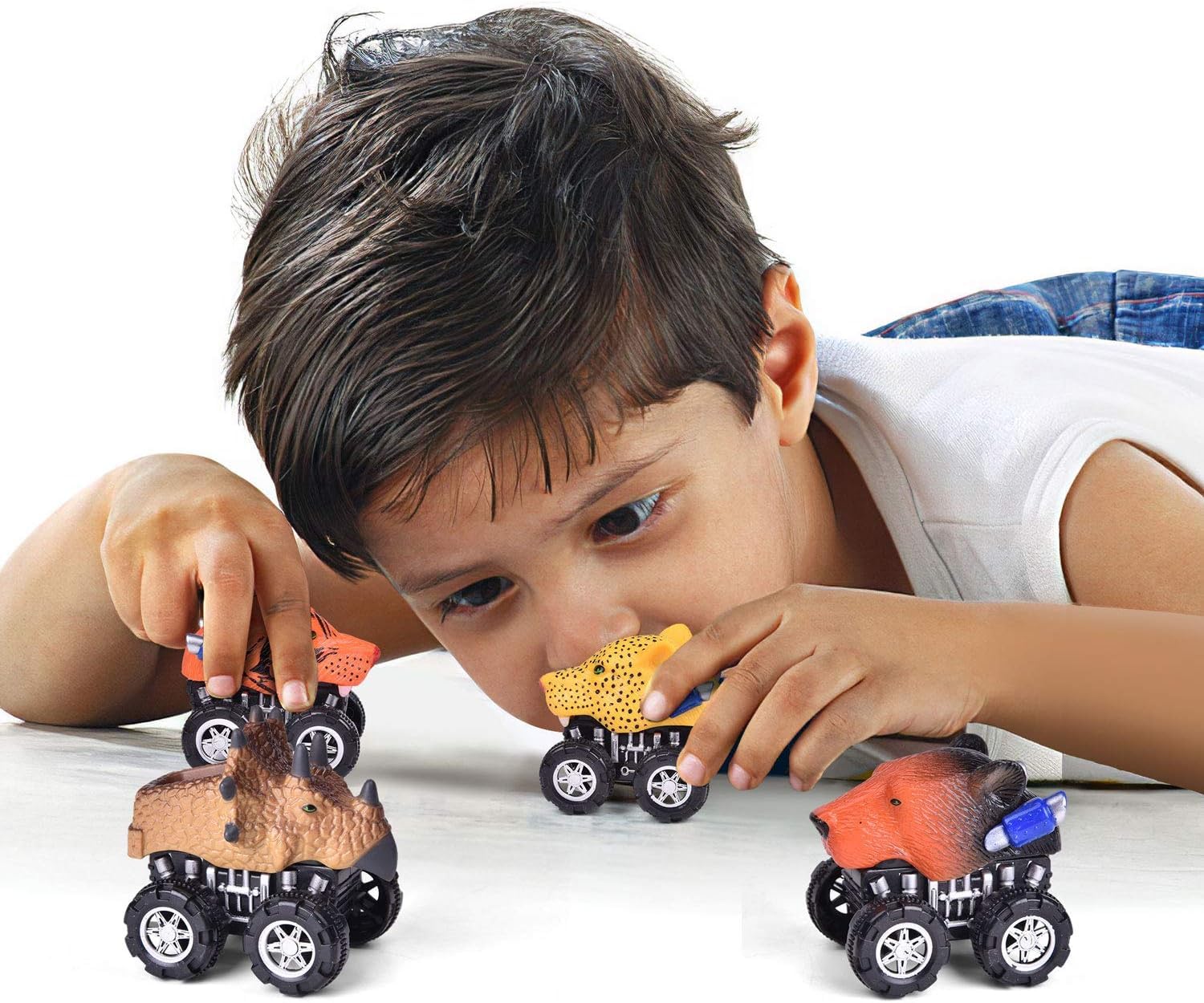 Liberty Imports 12 Pack Monster Truck Pull Back Cars - Large Animal Toy Pullback Racers Vehicles for Kids, Boys & Toddlers - Perfect for Birthday Parties, Playtime & Racing Games
