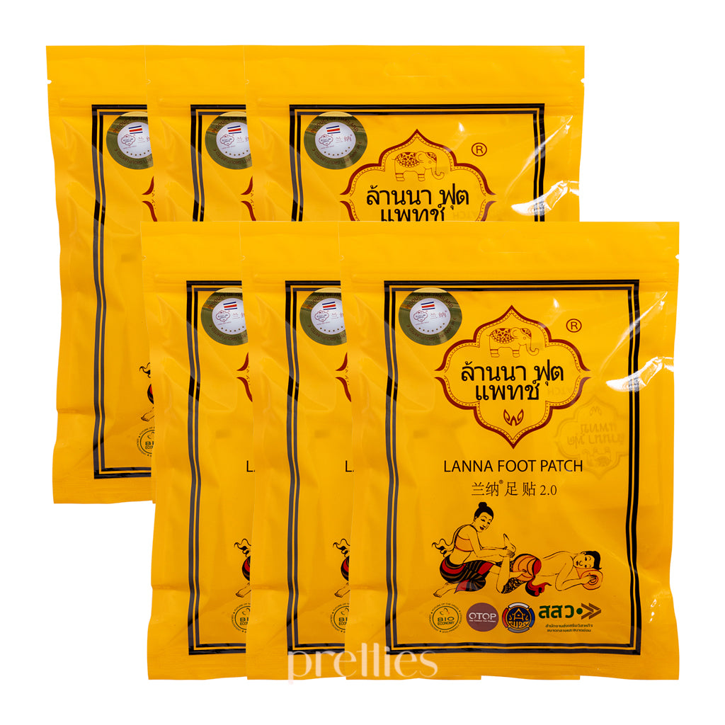 LANNA Detoxification Foot Patch - 60 Pads (10pcs x6packs) - Natural Herbal Detox Foot Pads for Deep Cleansing & Relaxation - Perfect for Night Use, Travel & Spa Days