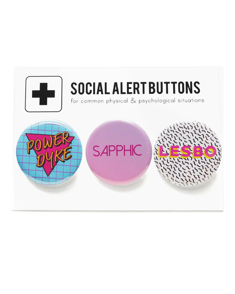 Sapphic Pride Pinback Button Set - 3 Pack - LGBTQ+ Lesbian Accessories for Backpacks, Jackets & Pins Collections