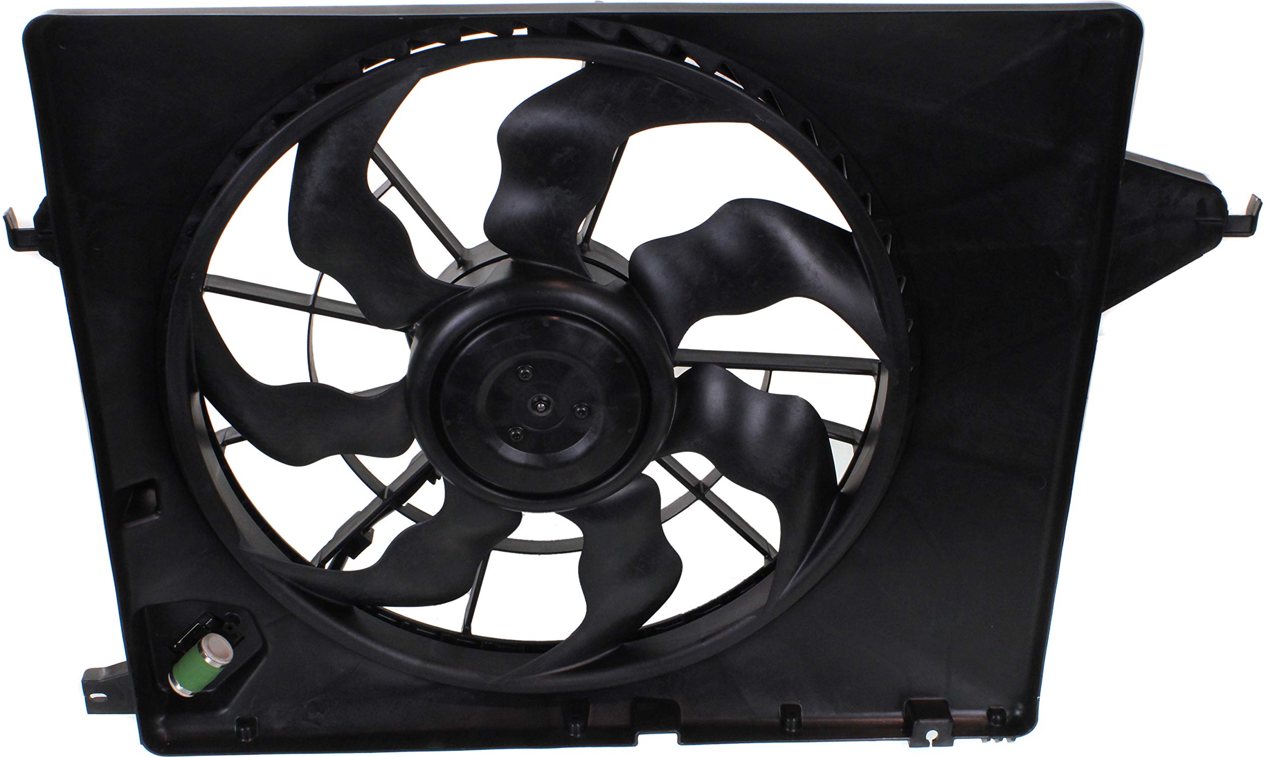 Go-Parts Radiator Fan Assembly Compatible with Hyundai Santa Fe 2010-2012 & Kia Sorento 2011-2015 - Includes Resistor - Direct Replacement for 2011-2014 Models - Perfect for Engine Cooling System Repair and Maintenance