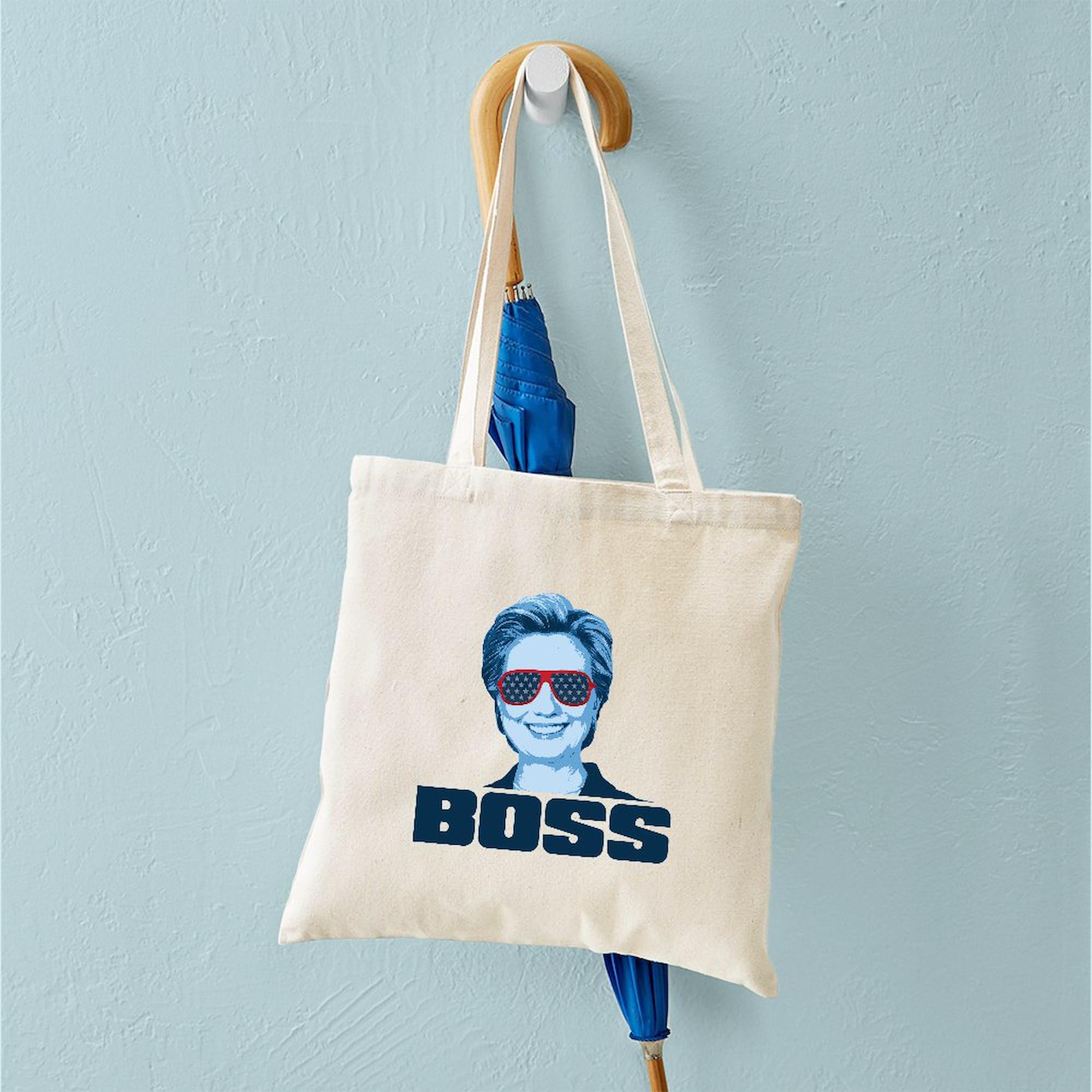 Hillary BOSS Tote Bag - Natural Canvas Reusable Shopping Bag for Women, Eco-Friendly Grocery Tote - Perfect for Work, Gym, Beach & Daily Errands