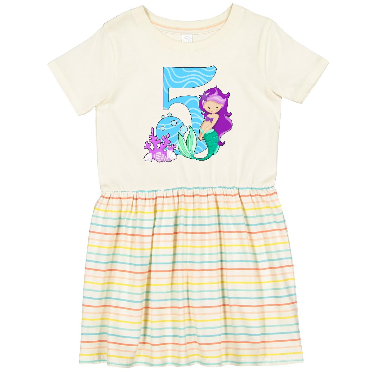 Inktastic Fifth Birthday Mermaid Toddler Dress - Cute Girls' 5th Birthday Outfit for Party, Photo Shoot & Special Occasions