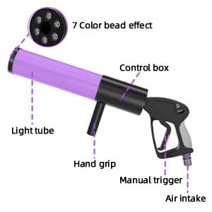**CO2 Jet Machine Blaster - Handheld CO2 Cannon Smoke Machine with RGB LED Lights, Carbon Dioxide Gas Column Gun for Stage Effects, DJ, Club, Wedding & Halloween Parties - Perfect for Nightclubs, Concerts, and Themed Events**