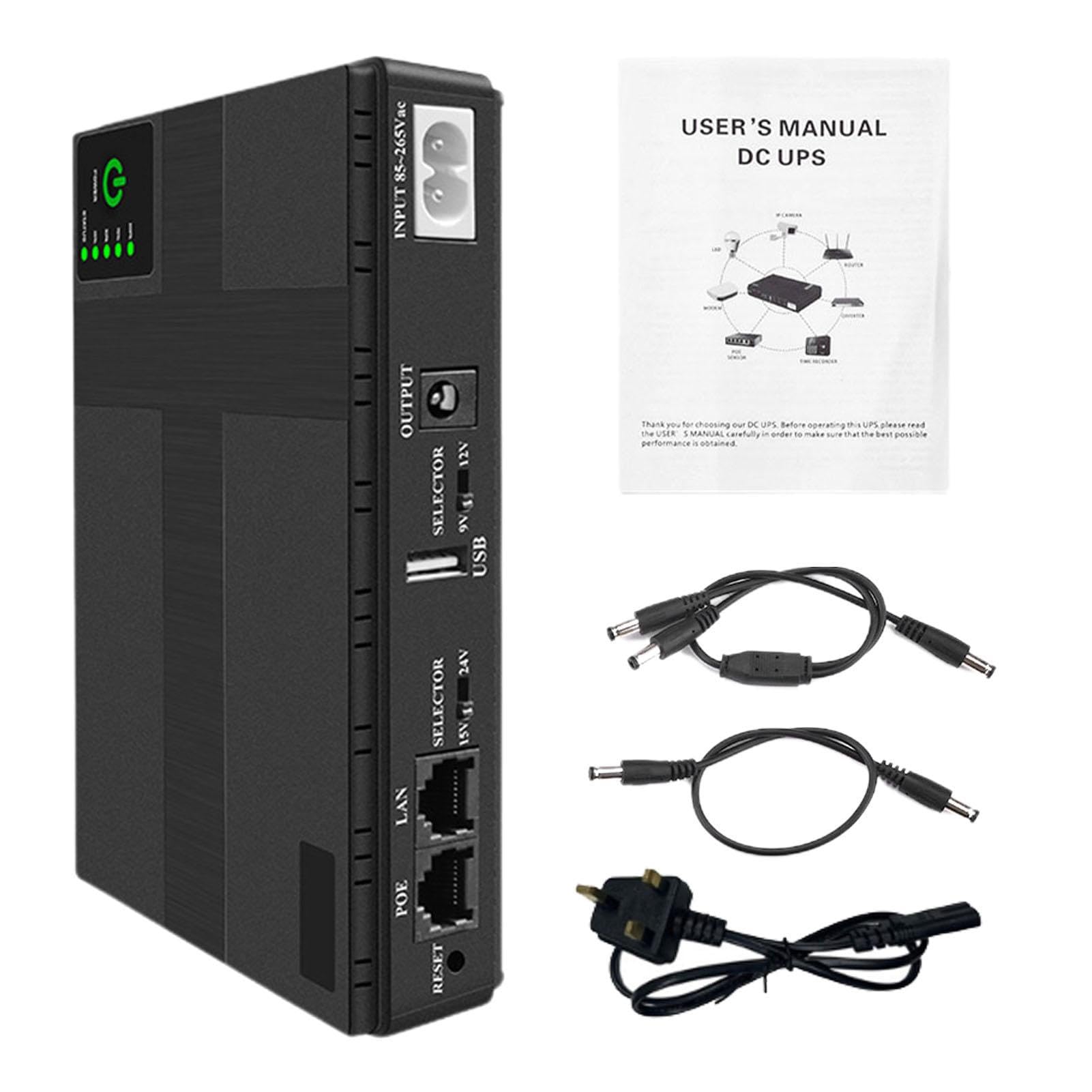 Portable UPS Power Supply with Dual Output - Backup Battery for Internet Routers, Cameras & Home/Office Electronics | Compact & Easy to Carry