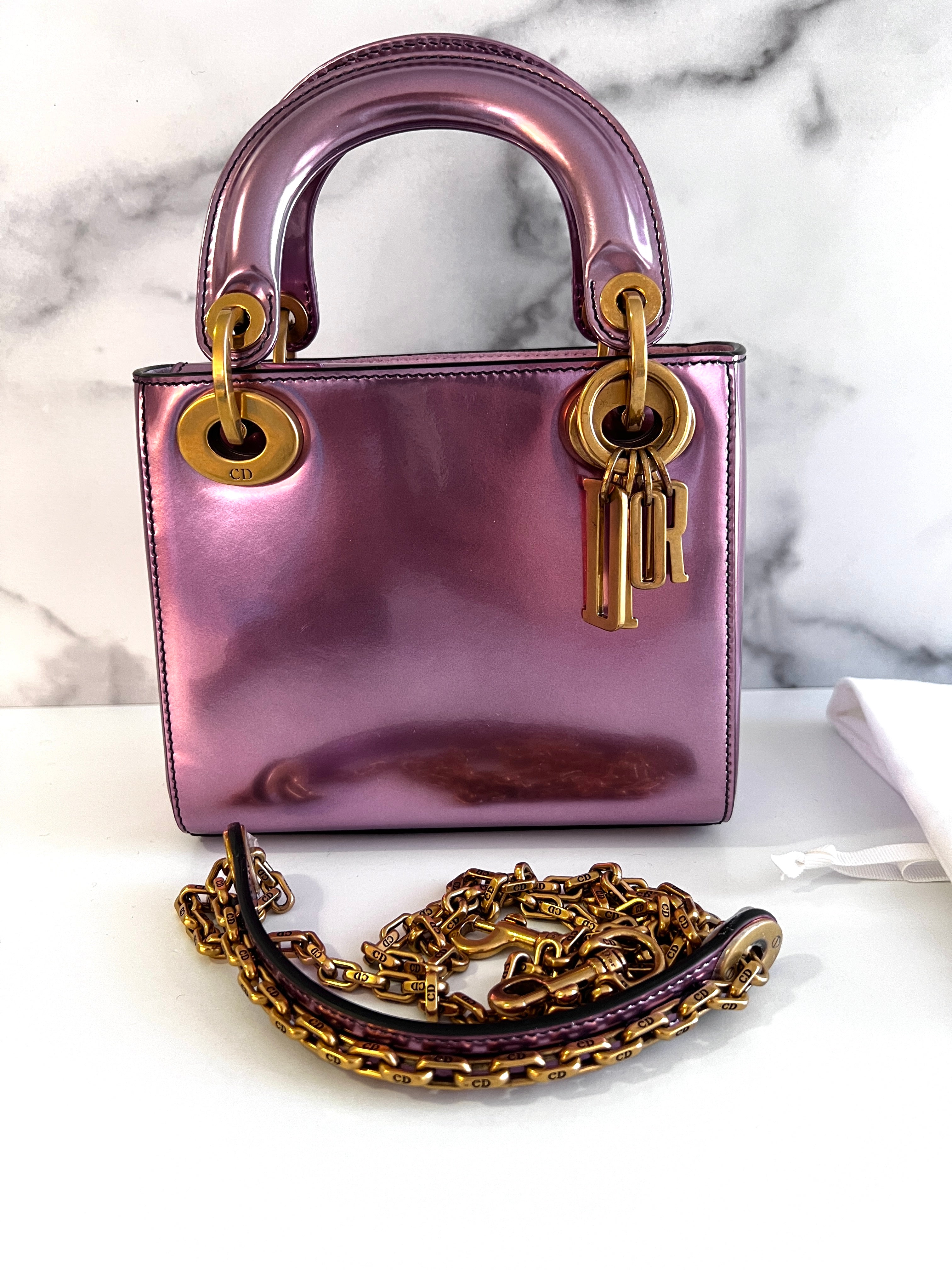 Dior Mini Metallic Lady Dior Bag - Luxury Crossbody Purse for Women | Perfect for Evening Parties, Weddings & Special Occasions