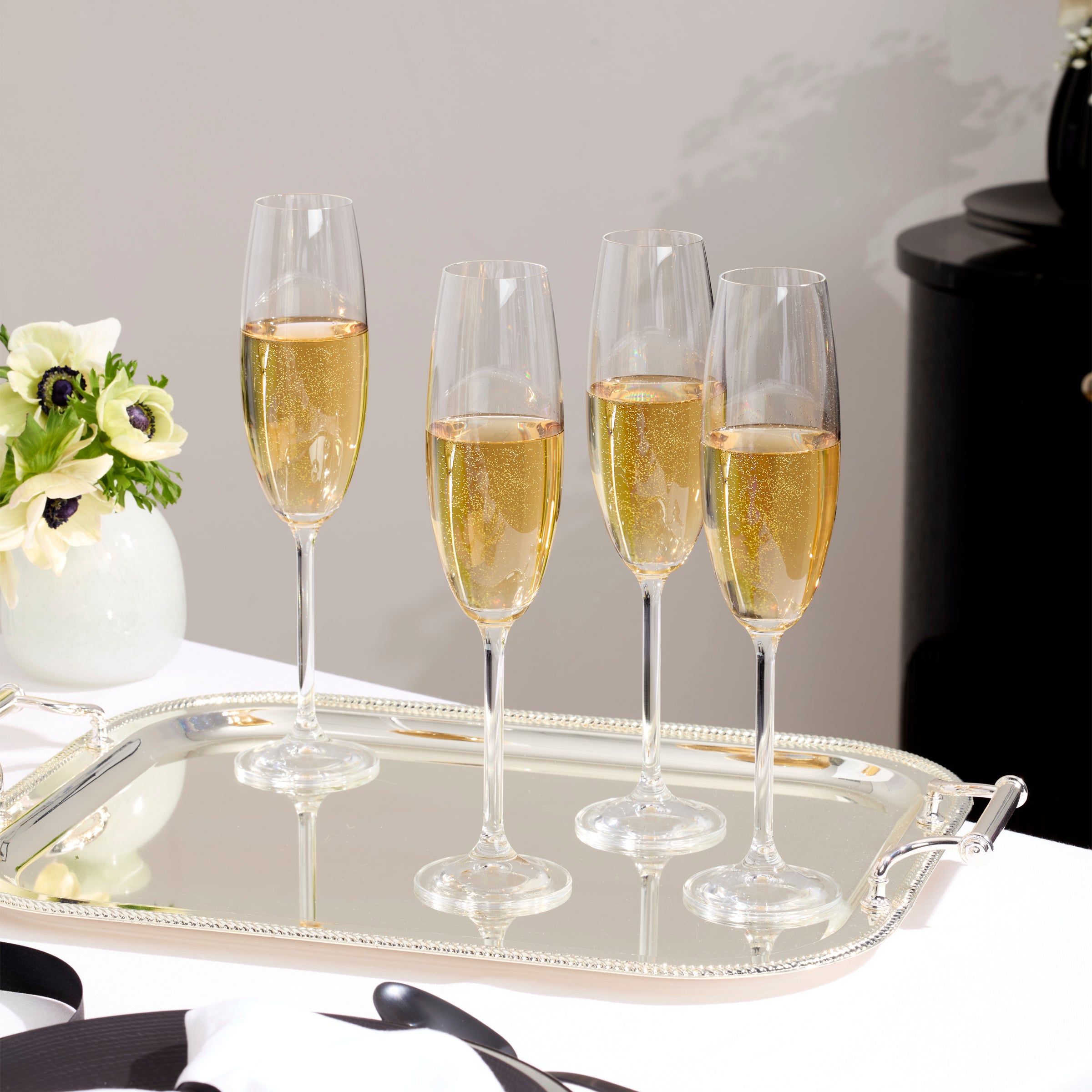 Premium Tuscany Classics Champagne Flute Glasses Set of 6 - Elegant Crystal Clear Wine Glasses for Weddings, Parties & Celebrations