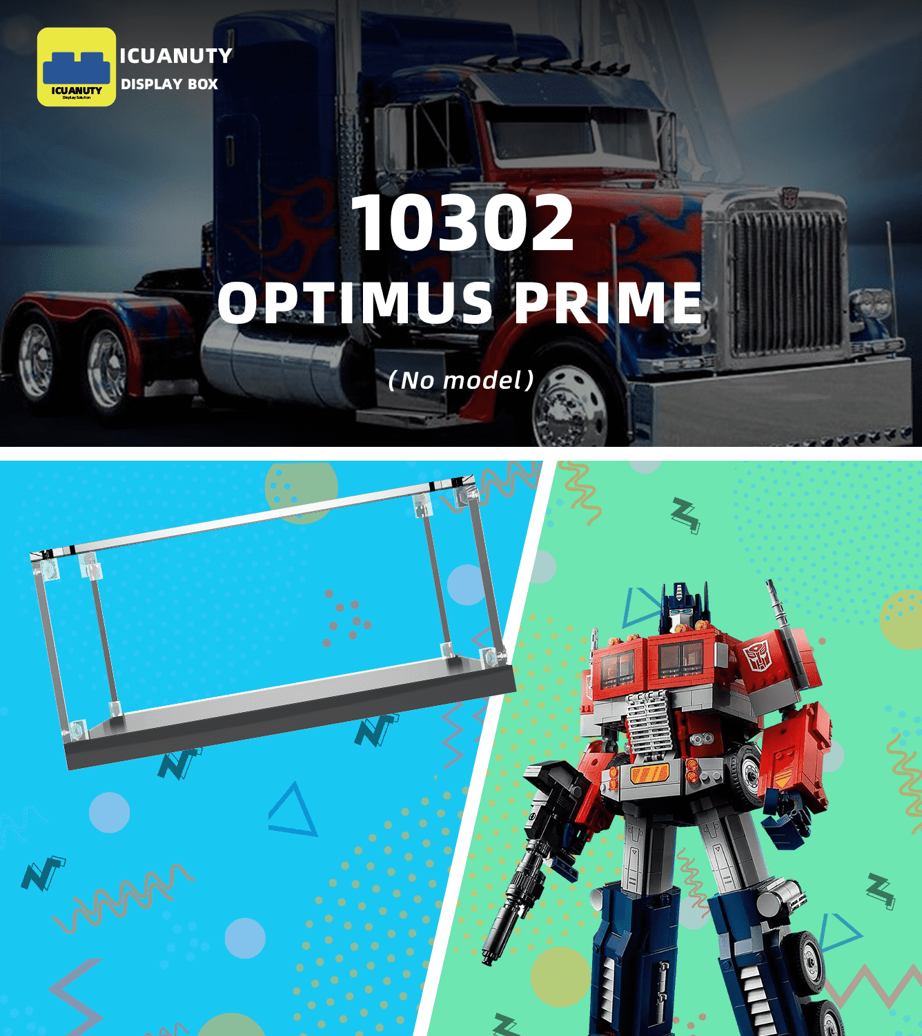 Optimus Prime 10302 LEGO Creator Expert Display Case - Premium Acrylic Showcase for Collectible LEGO Sets - Perfect for Home Decor, Office Display & Toy Protection
