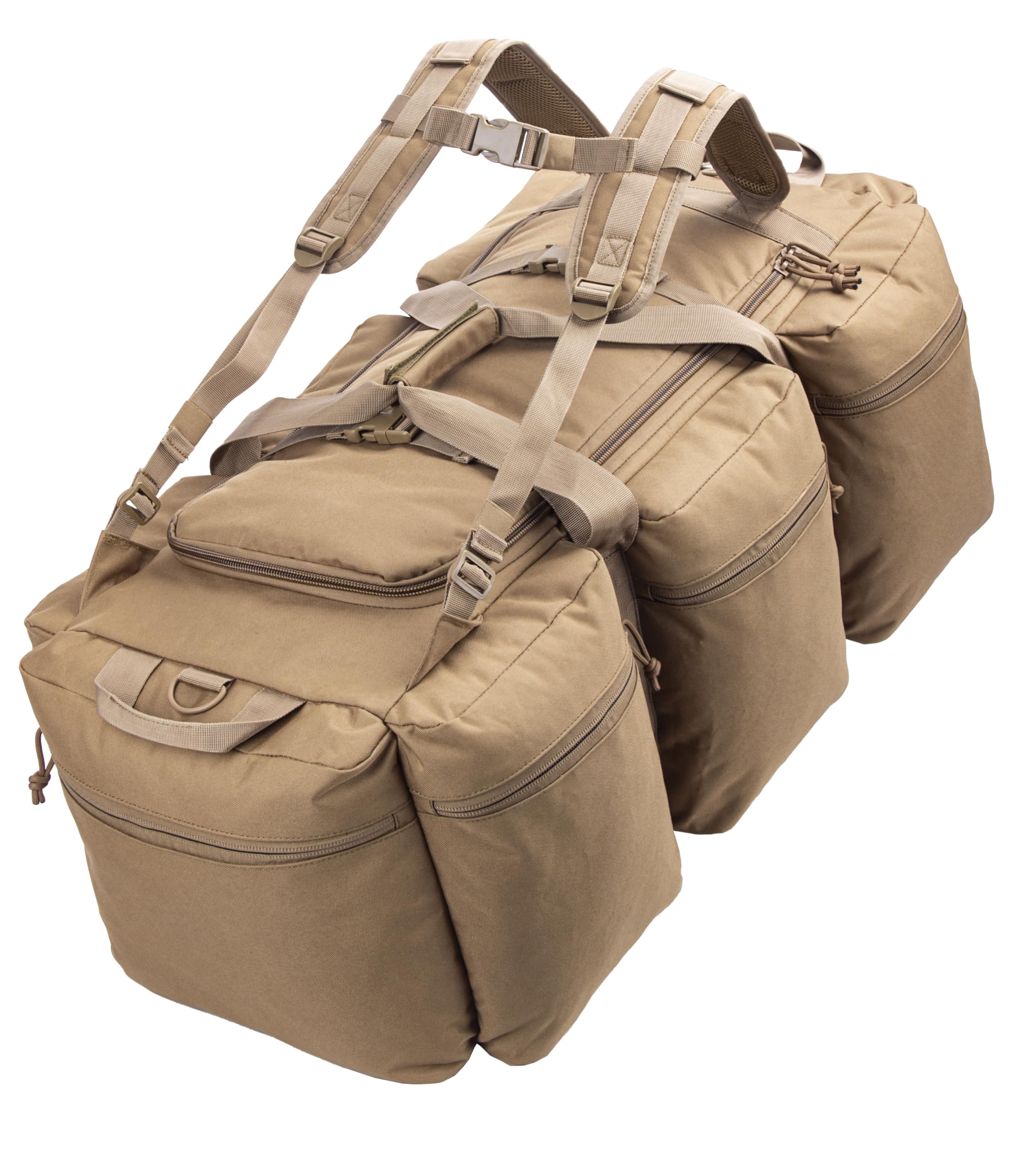 XMILPAX 100L Large Military Duffle Bag - Heavy Duty Deployment Duffel for Travel, Sports Equipment & Gym Gear - Detachable Backpack Straps - Coyote Tan - Perfect for Camping, Hiking & Military Use