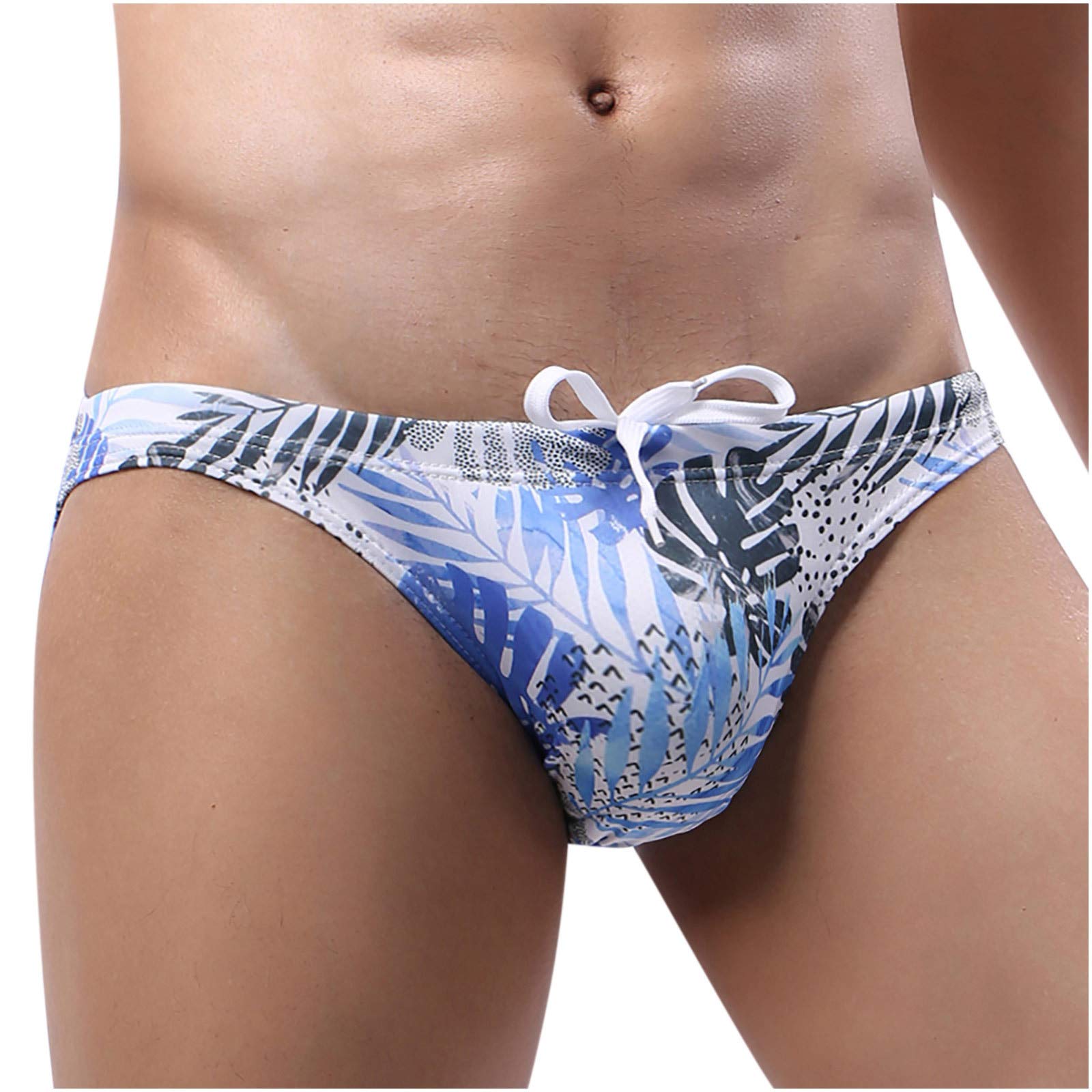 **Men's Low Waist Printed Swim Briefs - Smooth Comfortable Beach Shorts for Swimming, Sunbathing & Water Sports**