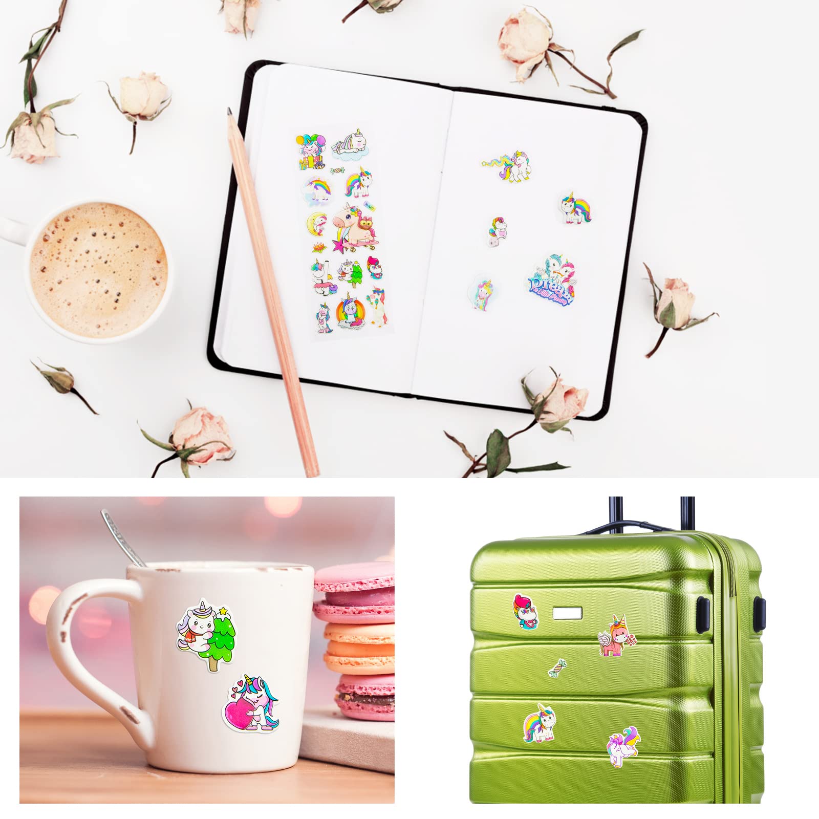 Fantasyon 20 Sheets 3D Puffy Unicorn Stickers for Kids - DIY Cartoon Unicorn Theme Stickers for Scrapbooking, Journals, Party Favors, Reward Prizes & Classroom Activities