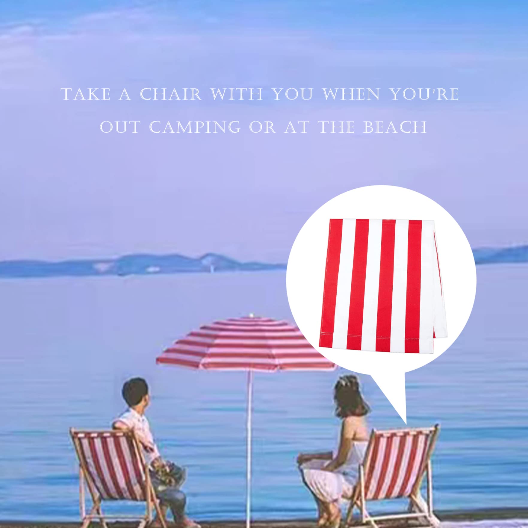 Red & White Deck Chair Fabric Replacement 45