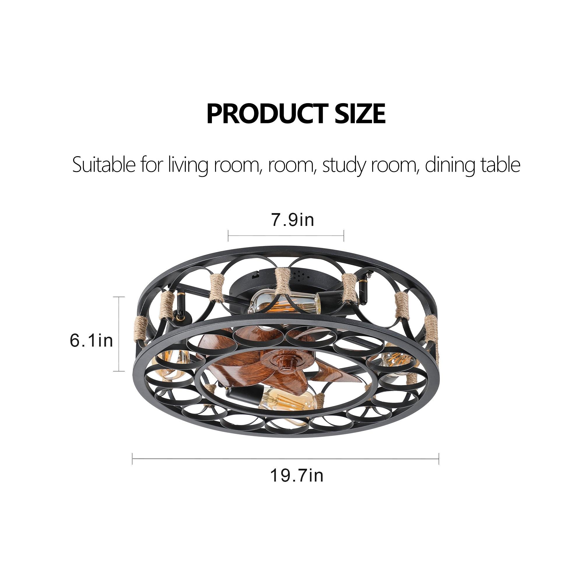 Modern Low Profile Flush Mount Ceiling Fan with Lights & Remote Control - 6 Speed Reversible Blades, Includes 5 LED Bulbs - Farmhouse Style for Bedroom, Living Room & Kitchen (Black)