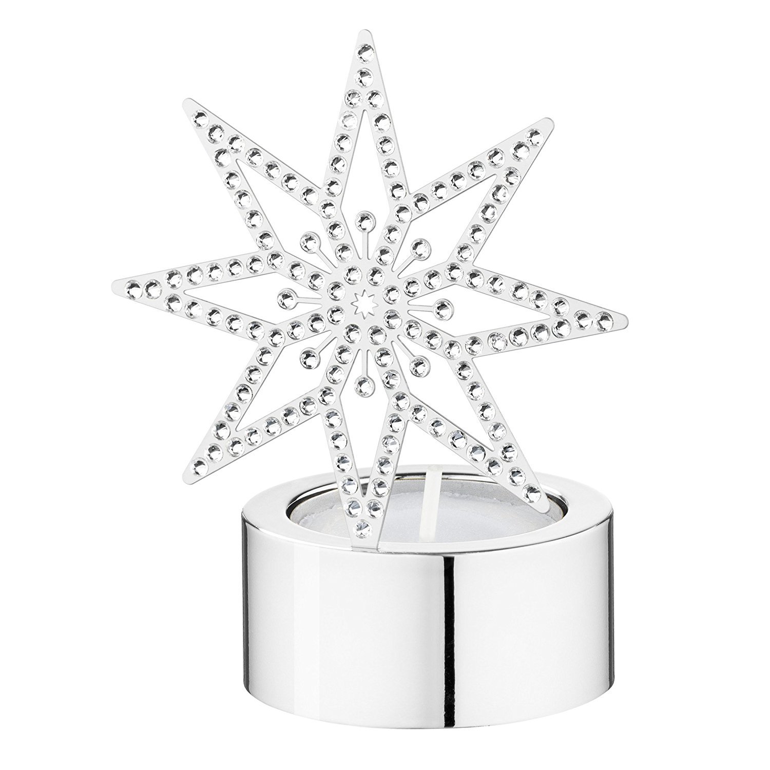 Swarovski 5030477 Silver Star Tea Light Holder - Elegant Crystal Candle Holder for Home Decor, Wedding Centerpieces, Holiday & Christmas Decorations