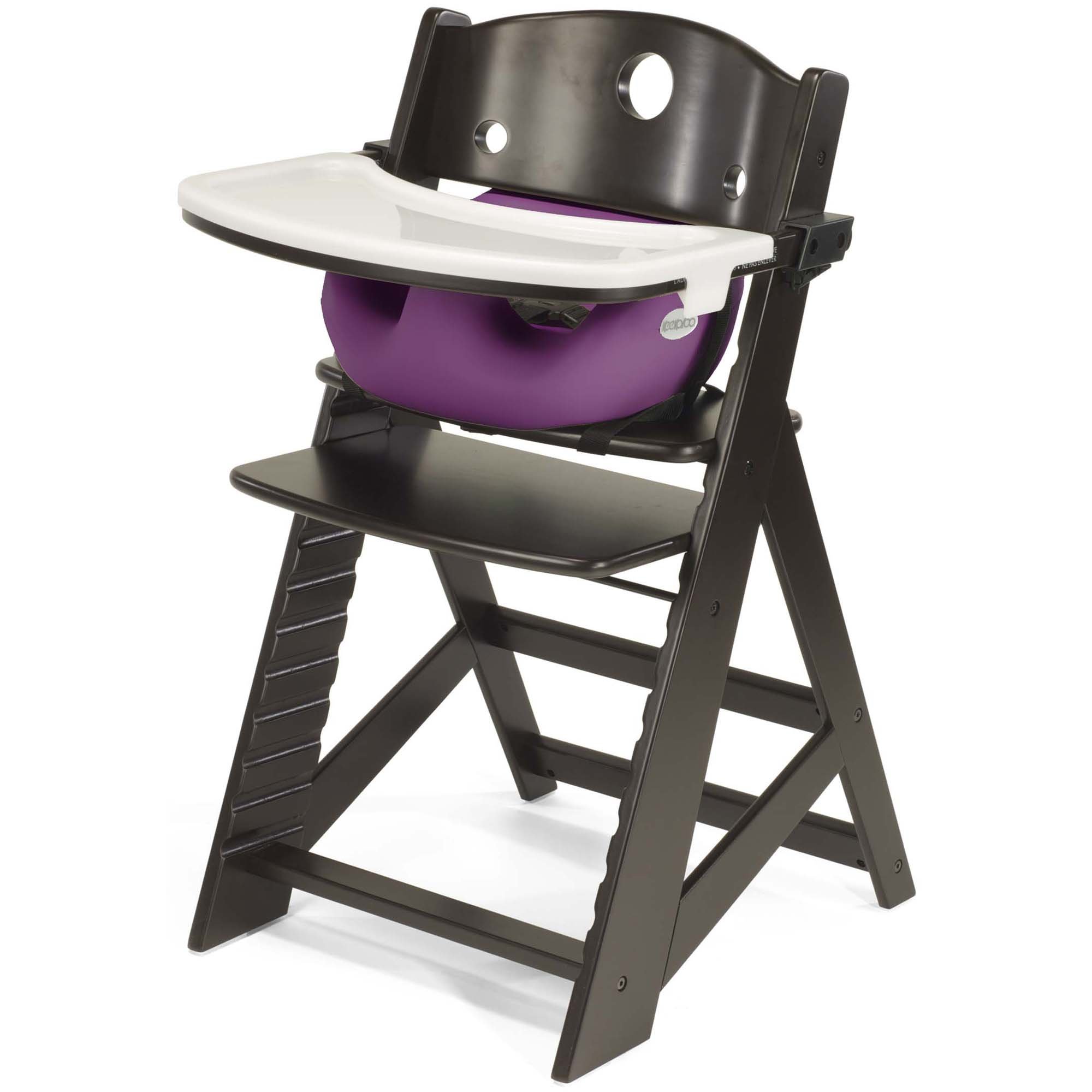 Keekaroo Height Right High Chair with Infant Insert & Tray - Adjustable Baby Feeding Chair for Toddlers & Infants - Espresso/Raspberry - Perfect for Dining, Kitchen & Family Meals