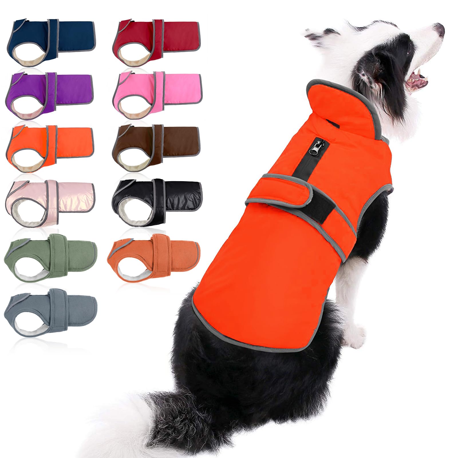 MIGOHI Reflective Dog Coat - Cold Weather Warm Waterproof Windproof Reversible Fleece Lined Dog Jacket for Small Medium Large Dogs - Perfect for Winter Walks, Snow Adventures & Nighttime Safety