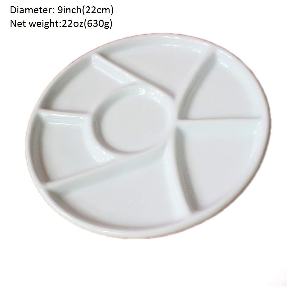 Dtacke 9-Inch Round Ceramic Gouache Paint Palette - Professional Watercolor & Acrylic Paint Mixing Tray for Artists, Nail Art - Porcelain Paint Palette for Studio, Classroom & Home Art Projects