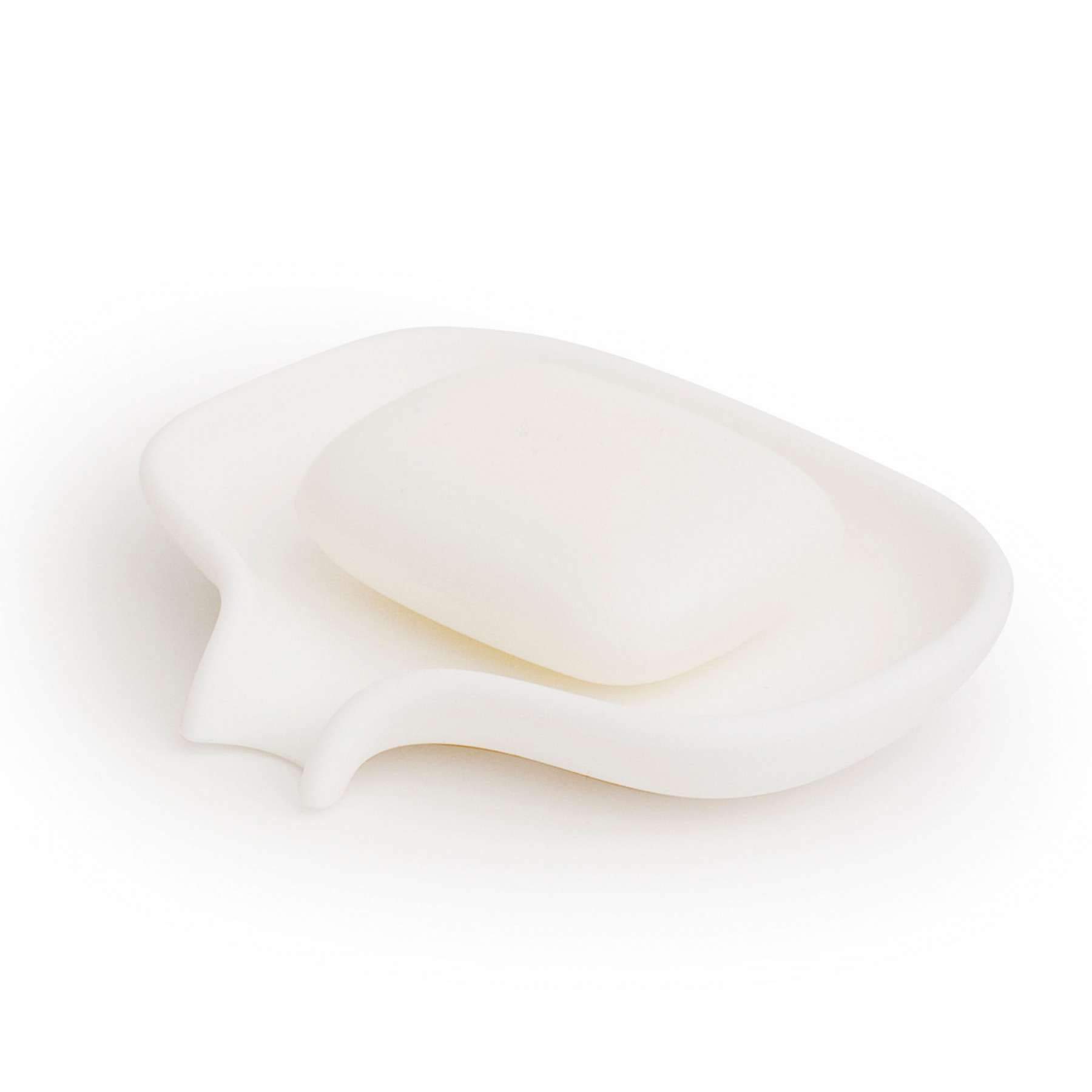Premium Large White Silicone Soap Dish with Drain Spout - Water-Resistant Bathroom Organizer for Sink, Shower & Countertop