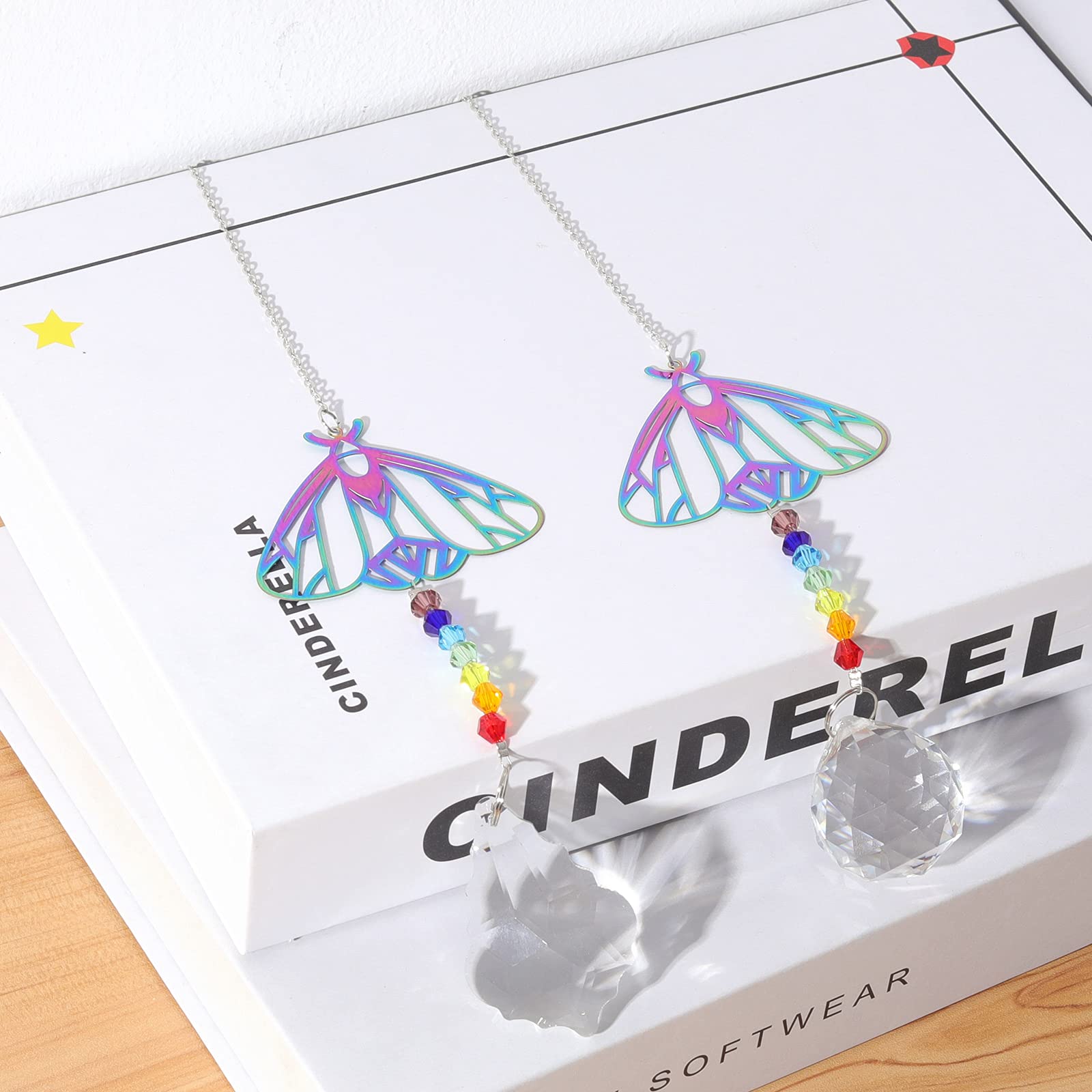 Rainbow Maker Crystal Sun Catcher - Set of 2 Prism Ornaments for Window Decor, Chakra Healing & Home Meditation Space | Creates Beautiful Light Reflections for Living Room, Bedroom or Garden