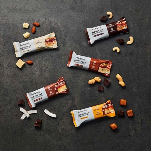 Foodspring Protein Bar Extra Chocolate Variety Pack – 15 Assorted High Protein Bars 45g – Low Sugar, Gluten Free – Perfect for Post-Workout Recovery & Healthy Snacking On-The-Go