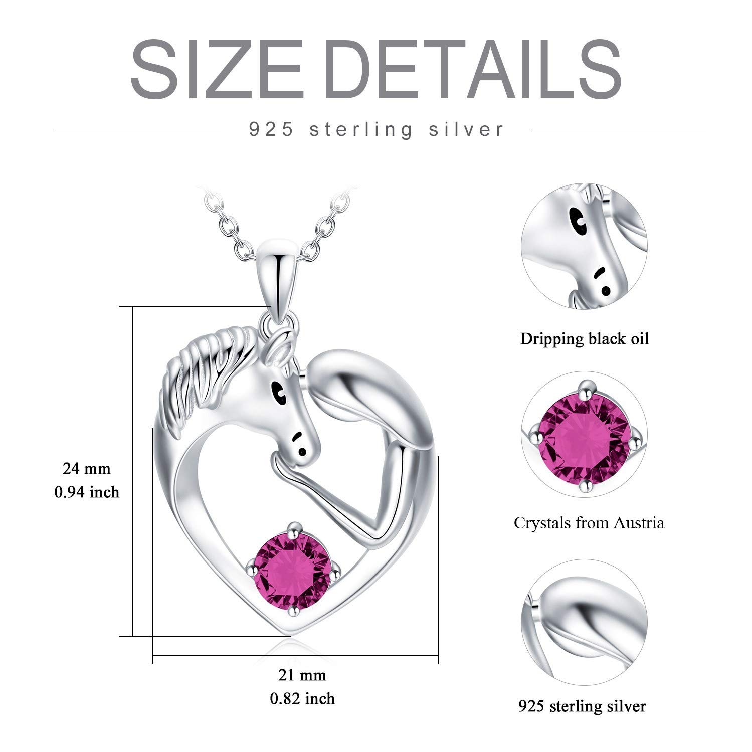 Sterling Silver Horse Necklace with Birthstone - Perfect Gift for Women | Equestrian Jewelry for Her