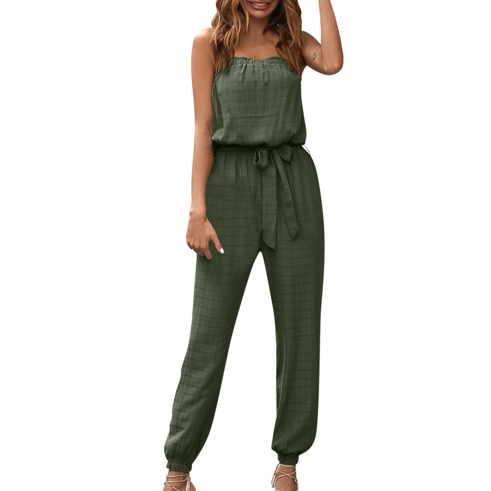 Women's Black Cotton Linen Jumpsuit - Summer Romper Playsuit with Loose Fit | Casual Overalls & Dungarees for Outdoor Activities, Beach Wear, and Everyday Fashion