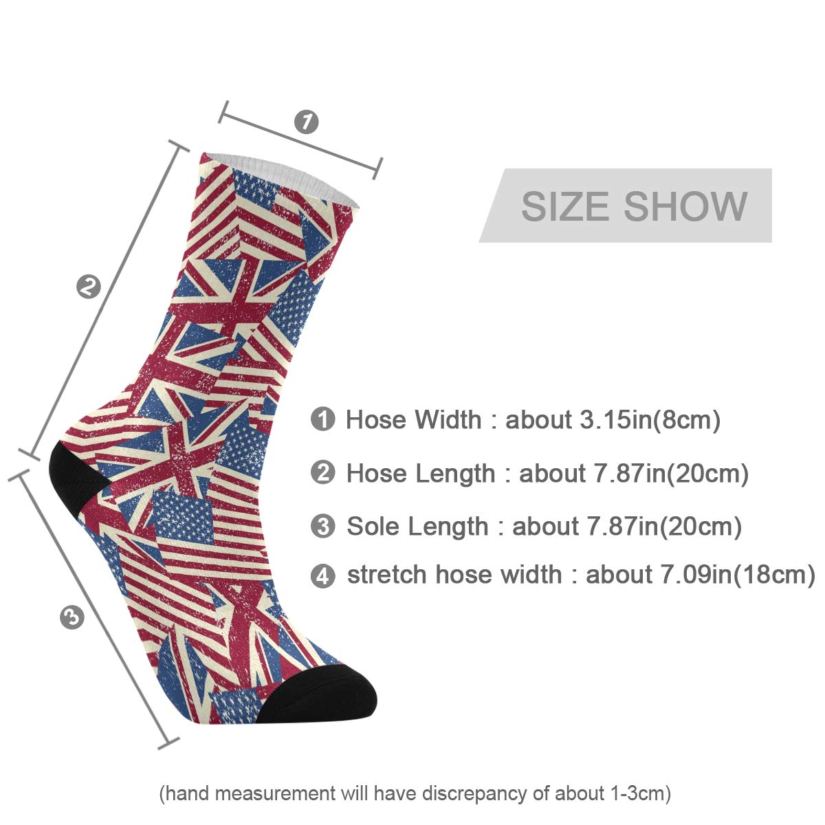 ALAZA Unisex Vintage American & British Flag Casual Crew Socks for Men & Women - Perfect for Travel, Gifts & Patriotic Fashion