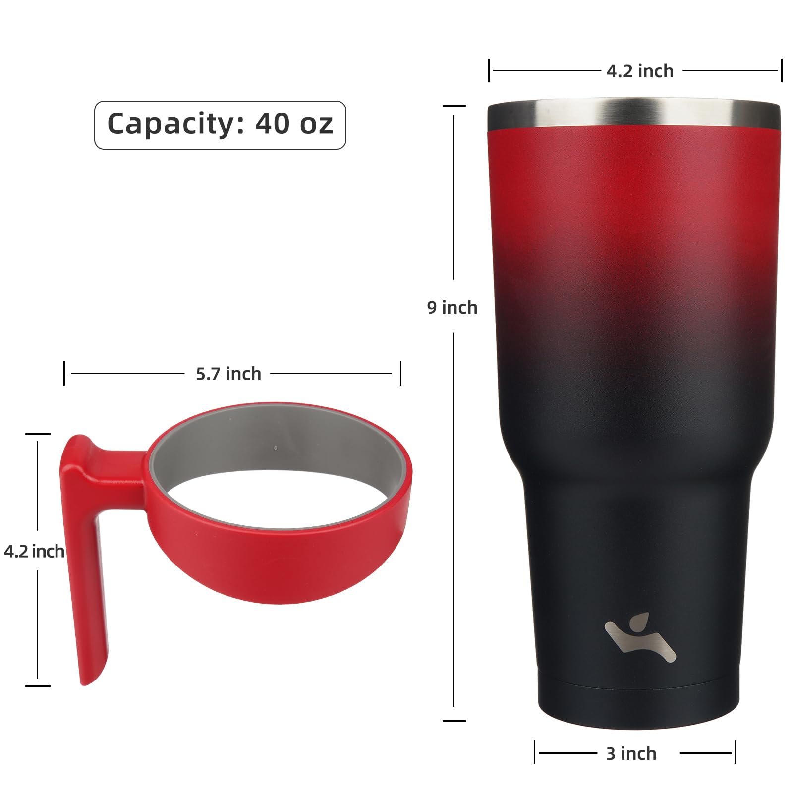 40 oz Insulated Stainless Steel Tumbler with Handle - Vacuum Sealed Travel Mug with 2 Lids & 2 Straws, Reusable Water Bottle for Hot & Cold Drinks - Perfect for Office, Gym, Hiking & Outdoor Activities - Mystic Moon Design