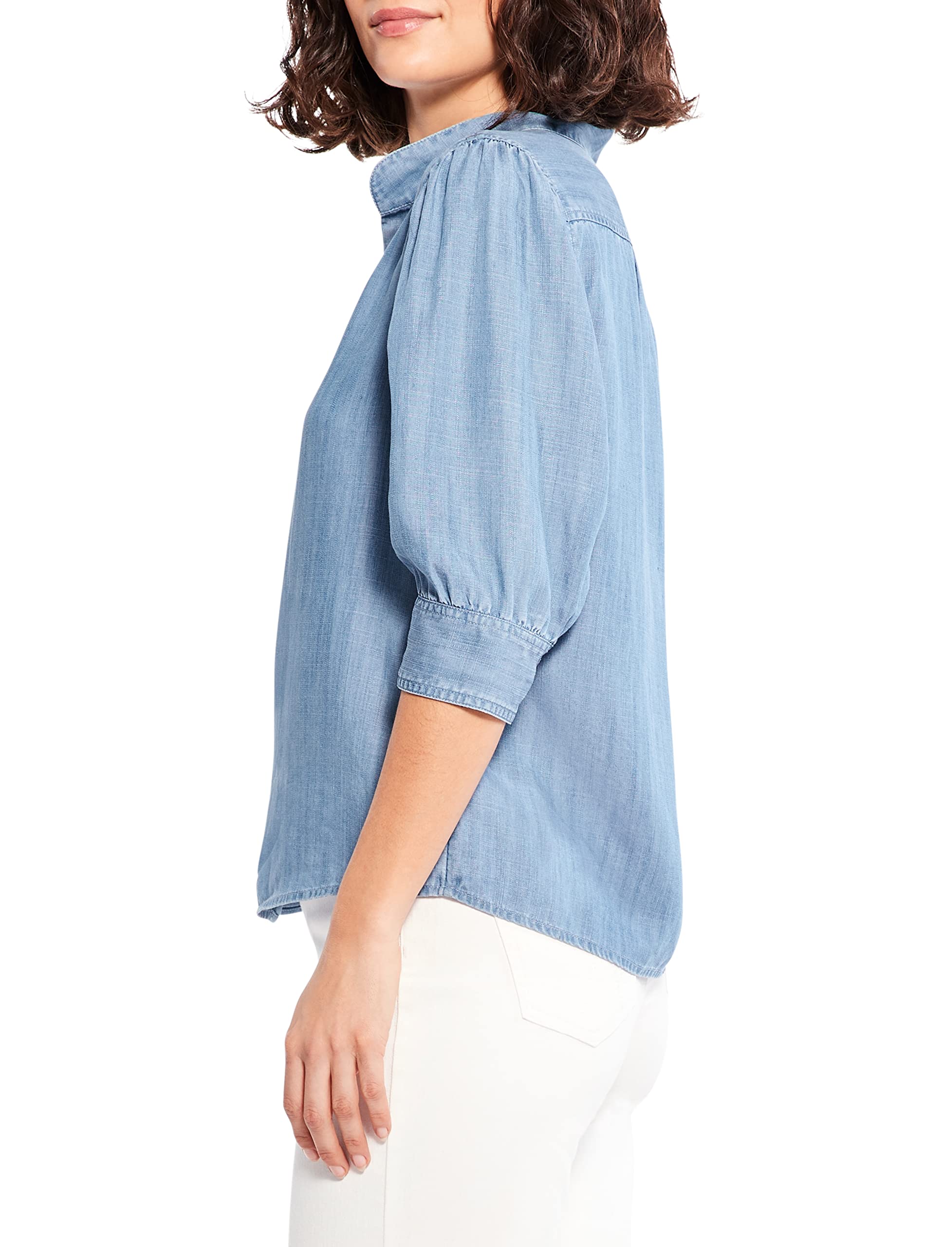 NIC+ZOE Women's Femme Sleeve Denim Shirt - Stylish Long Sleeve Denim Top for Casual Outfits & Layering | Perfect for Work, Date Night & Weekend Wear