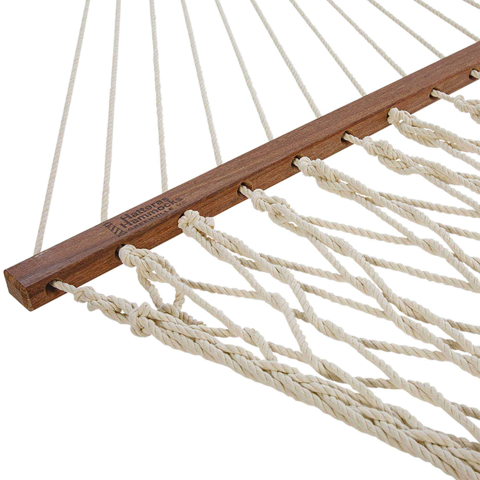 Premium Handcrafted Duracord Rope Hammock - 13ft Large Oatmeal Hanging Bed with Free Extension Chains & Tree Hooks | Made in USA | Supports 450lbs for 2 People (13' x 55