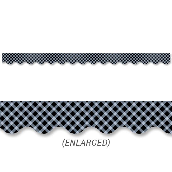 Black Gingham Border - Stylish and Durable Fabric for Home Decor, Fashion, and DIY Projects | Perfect for Curtains, Tablecloths, and Clothing Accessories