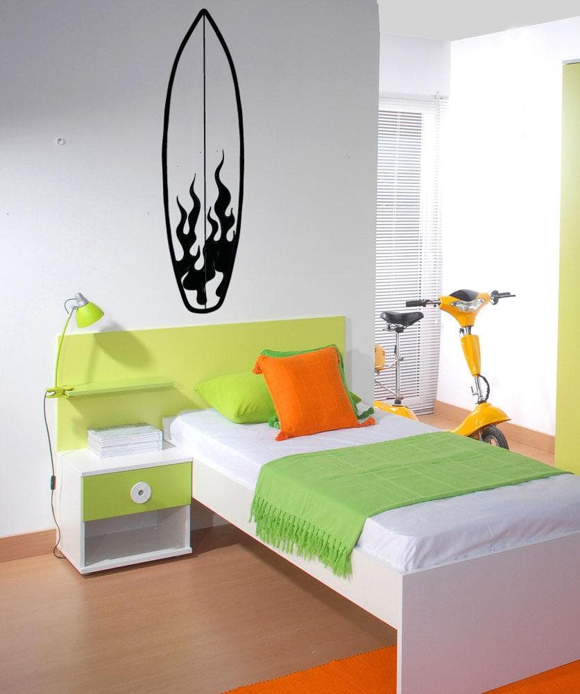 Vinyl Wall Decal Sticker - Fire Surfboard Design #OS_AA1238 - Perfect for Bedroom, Living Room & Office Decor