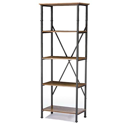 BOWERY HILL Modern 4-Shelf Bookcase - Brown & Gray Wooden Bookshelf for Living Room, Office & Bedroom Storage