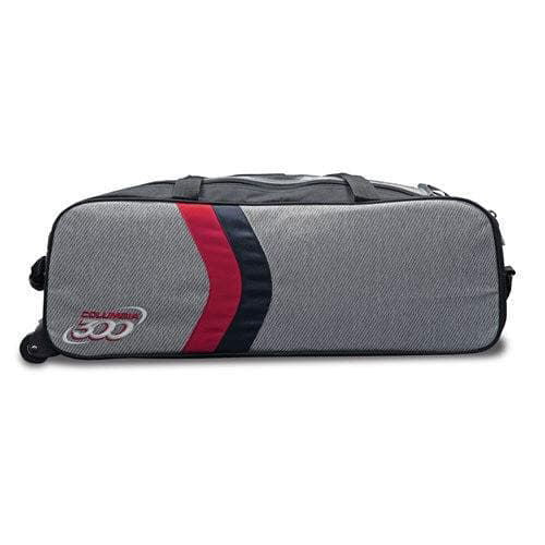 Columbia 300 Boss Triple Tote Grey Red Bowling Bag - 3 Ball Carrier with Shoe Compartment for League Play & Tournament Bowling Gear Storage