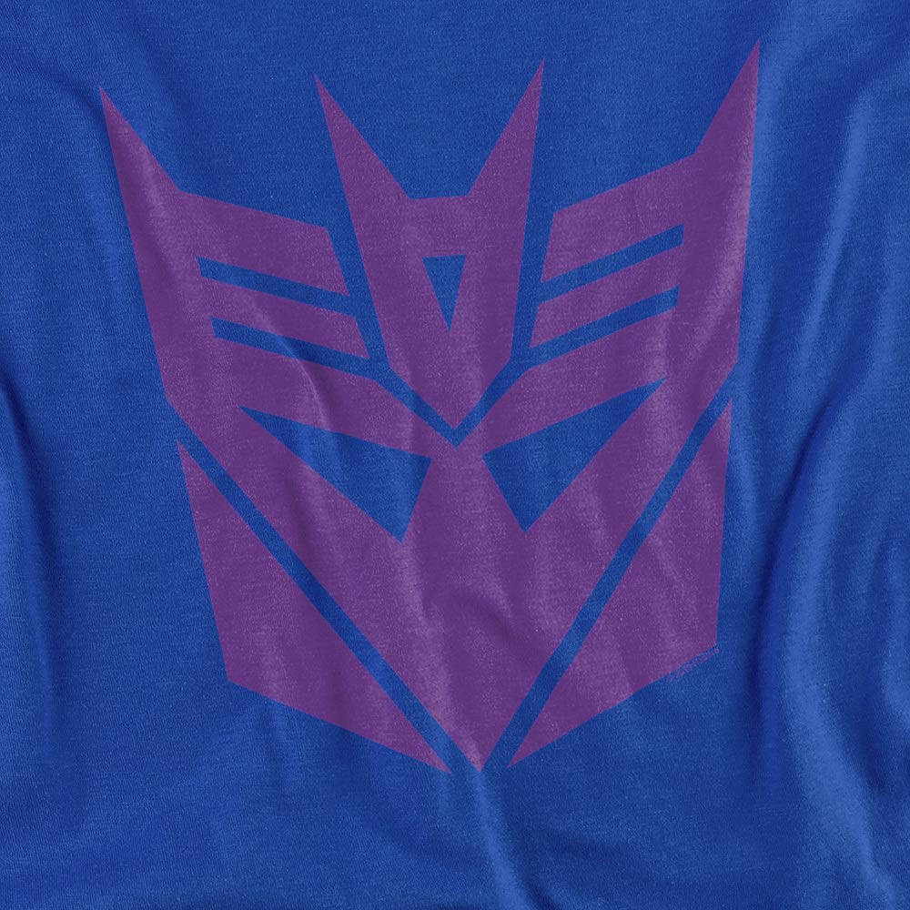 PopFunk Classic Transformers Decepticon Logo Graphic T-Shirt for Kids 7+ Years - Unisex Short Sleeve Tee with Stickers (Medium, Royal Blue) - Perfect for School, Birthday Parties & Cosplay Events