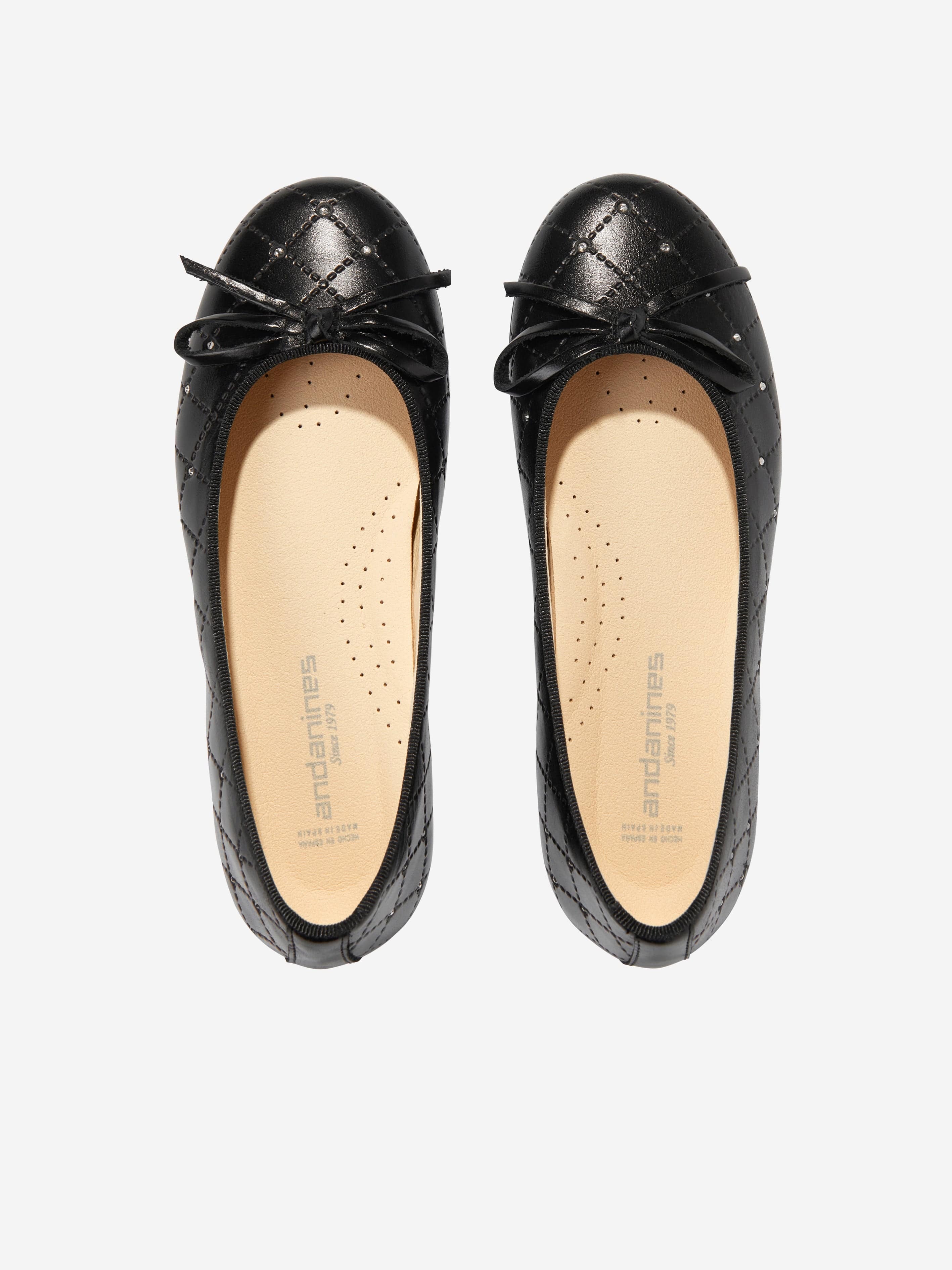 Andanines Girls Leather Ballet Flats in Black - Comfortable & Stylish Shoes for School, Dance, and Everyday Wear