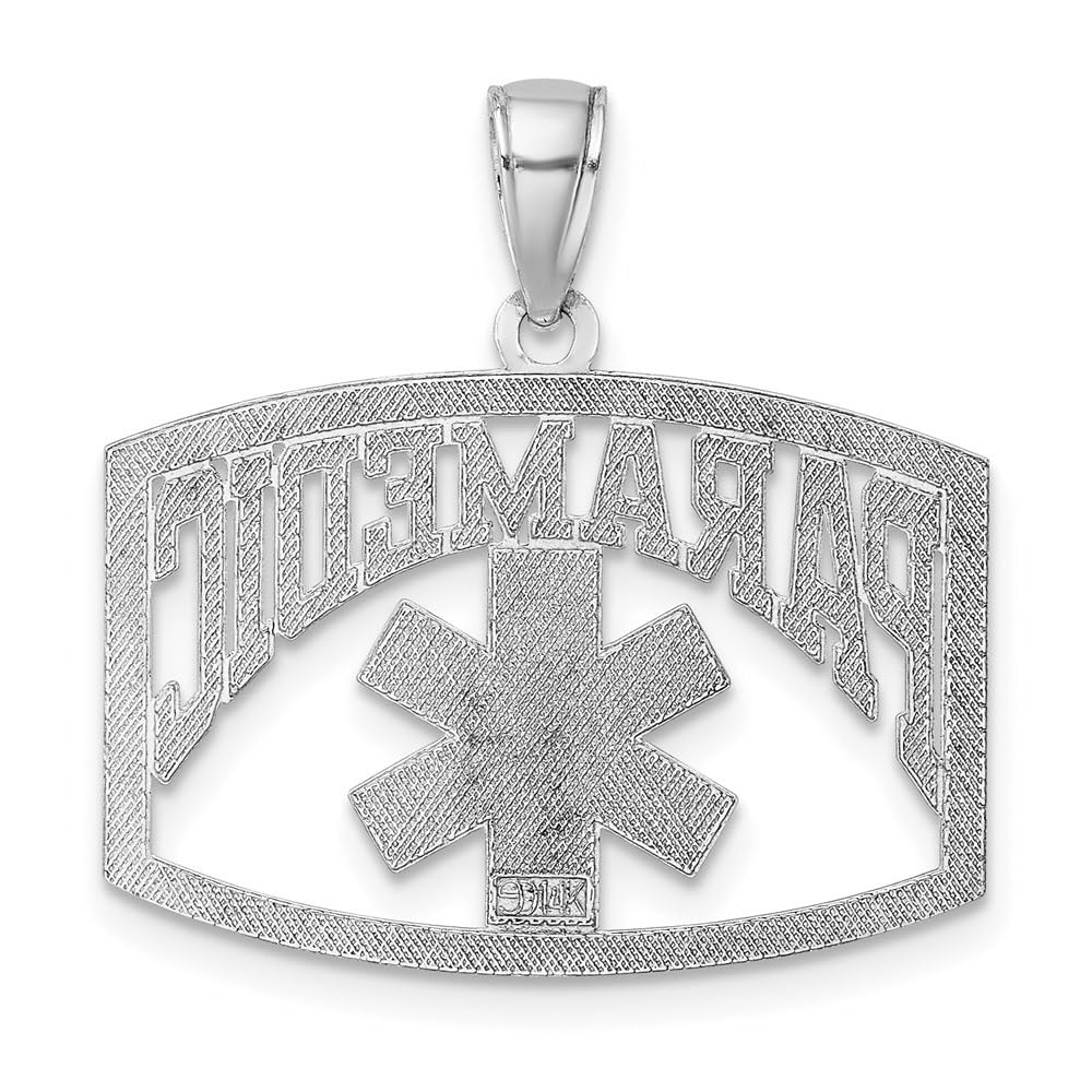 14K Yellow or White Gold Paramedic Charm Pendant - Elegant Cut-Out Design for Necklace, Bracelet or Keychain - Perfect Gift for EMTs, First Responders & Medical Professionals