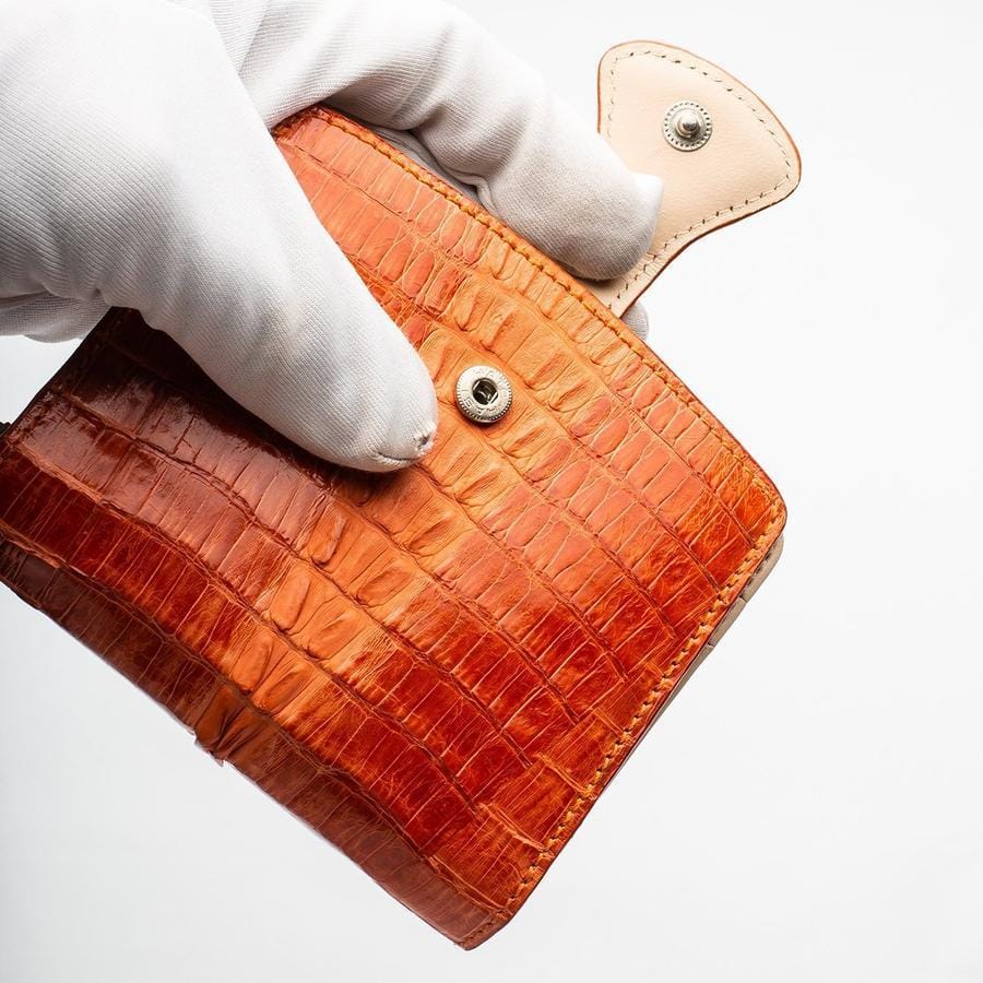 Two Tone Orange Crocodile Leather Women's Wallet - Luxury Bifold Wallet for Women - Perfect for Everyday Use, Travel & Gift Giving