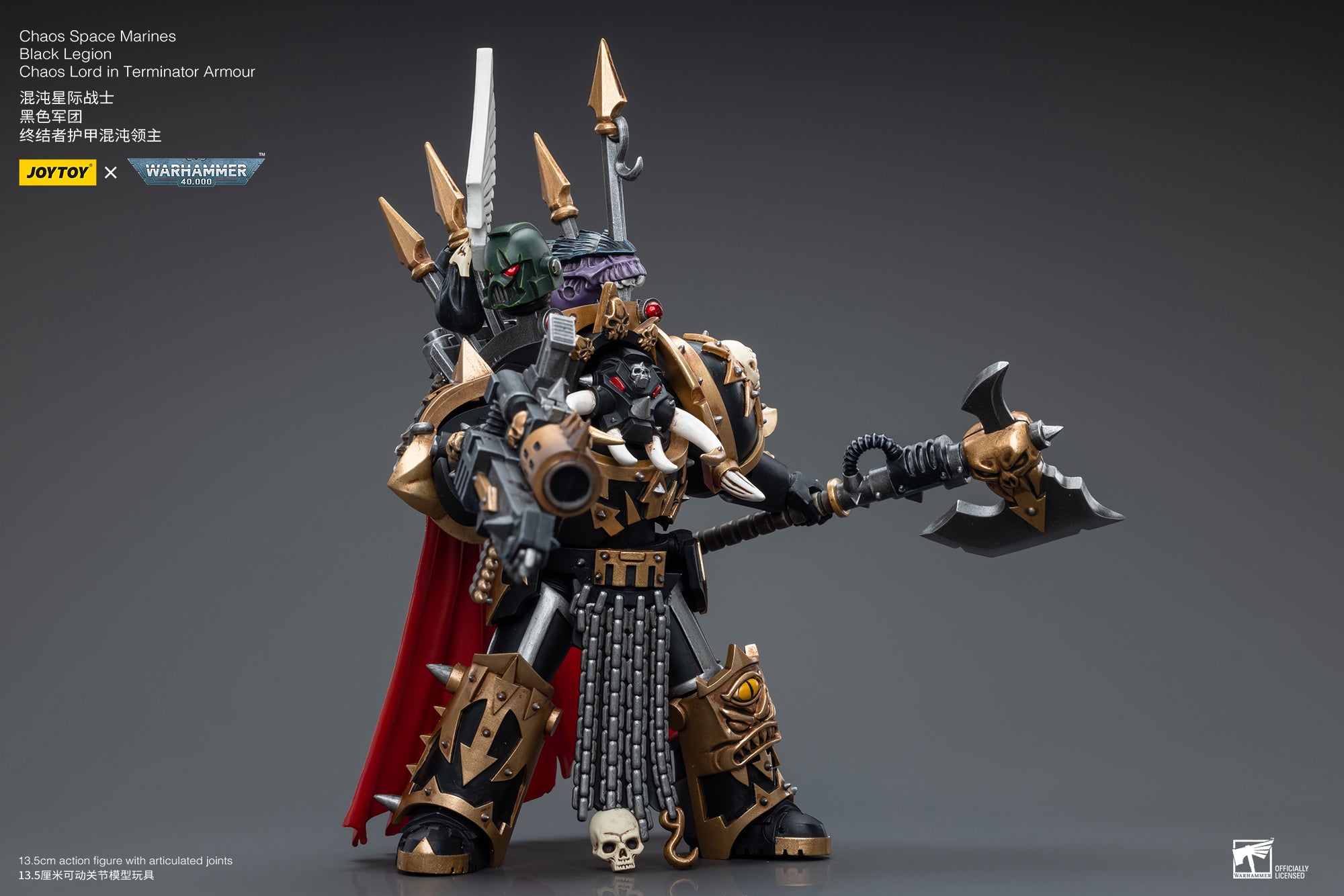 1/18 JOYTOY Warhammer 40K Action Figure - Black Legion Chaos Lord in Terminator Armour | Highly Detailed Collectible Miniature for Warhammer Fans & Tabletop Gaming Enthusiasts | Perfect for Display, Collection, and Wargaming Scenarios