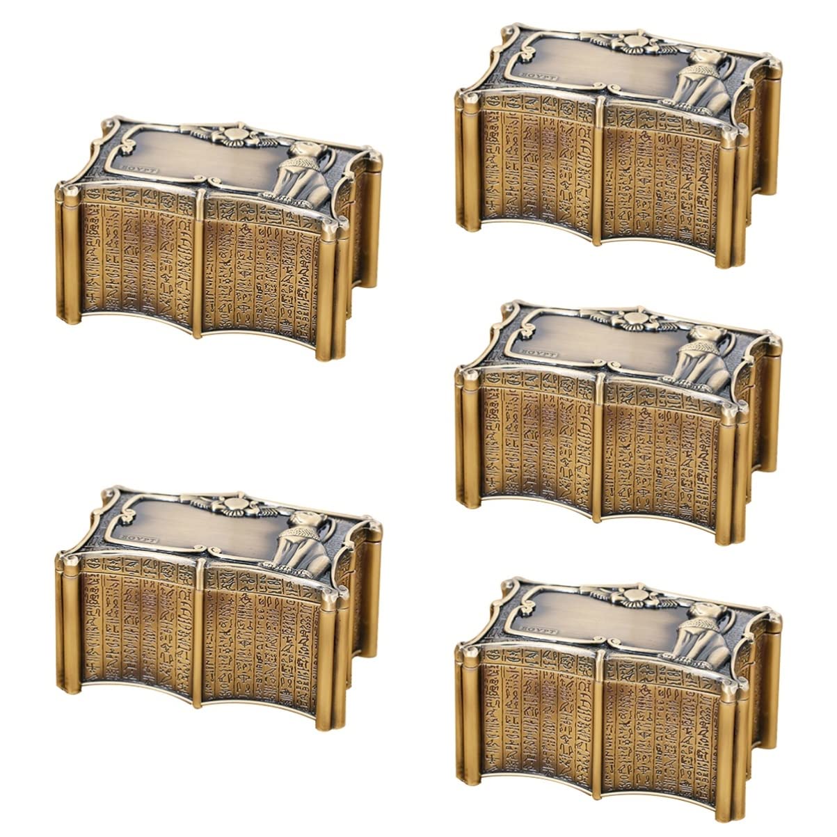 Vintage Pirate Treasure Chest Box Set - 5pcs Antique Jewelry Storage Case with Egyptian Design for Collectibles, Costume Accessories & Home Decor - Perfect for Pirate Themed Parties, Halloween Decor, and Gift Giving