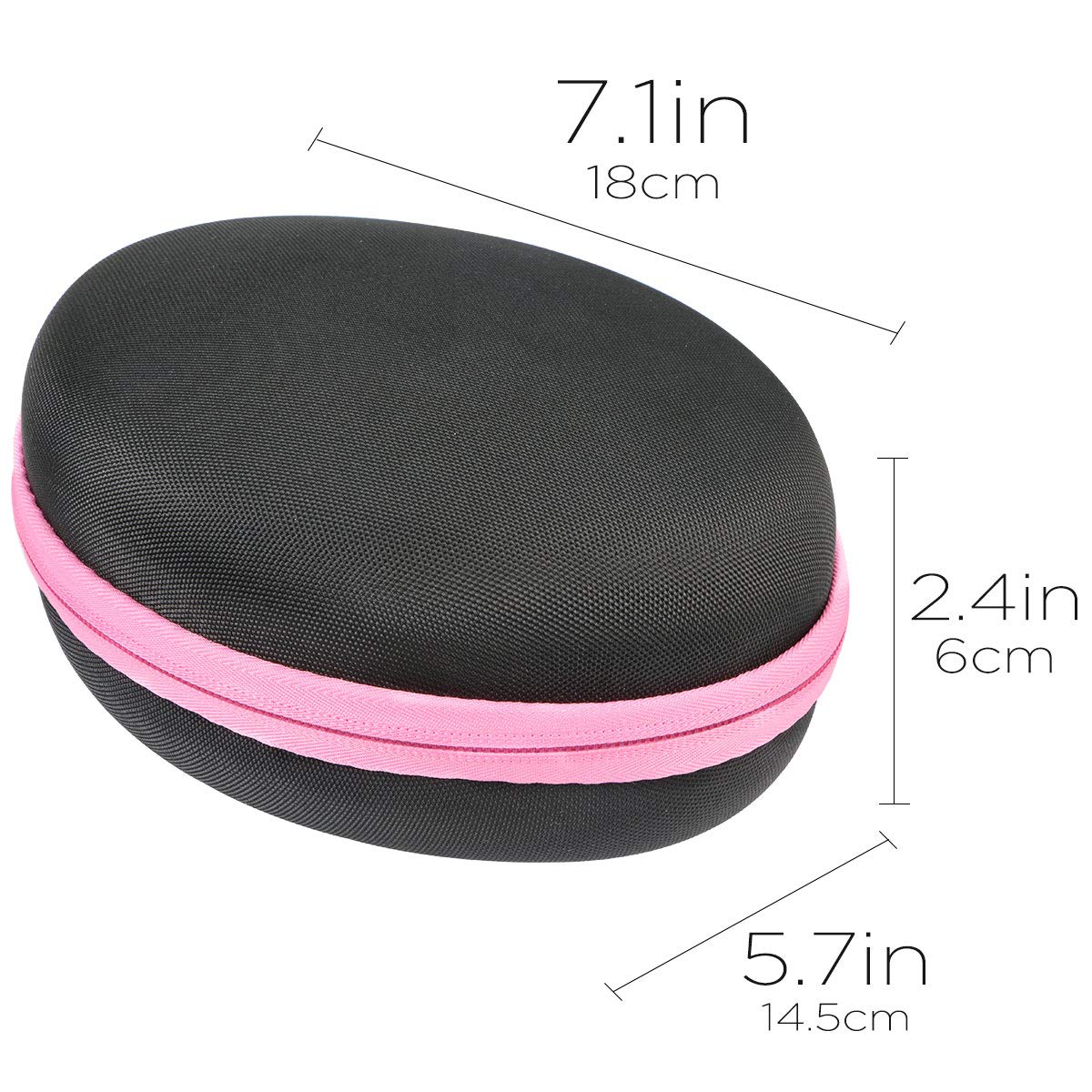 Premium Hard Travel Case for Wireless Bluetooth Over-Ear Headphones - Matte Finish, Rechargeable, Foldable Design (Black Case with Pink Zipper) - Perfect for Travel, Commuting & Headphone Protection