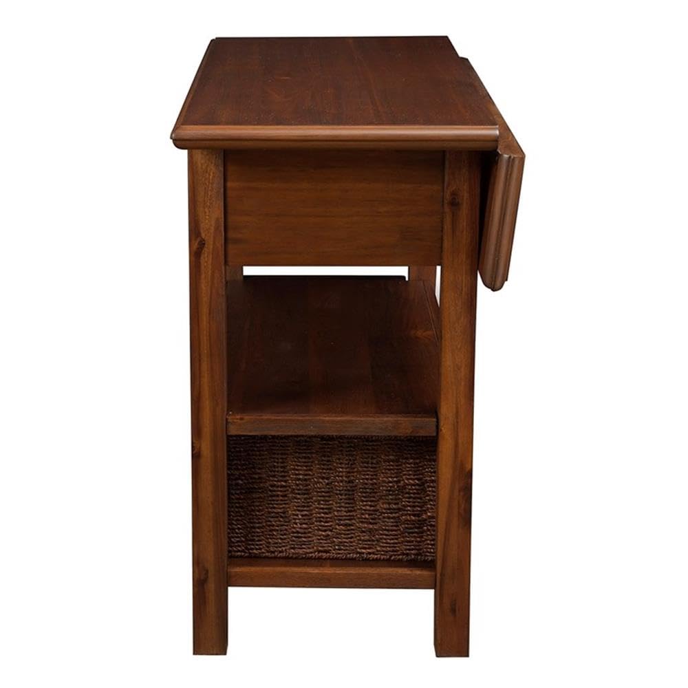 Alpine Furniture Caldwell Wood Kitchen Cart in Antique Cappuccino Brown - Portable Kitchen Island with Wheels for Small Spaces, Perfect for Dining Room, Pantry or Outdoor Entertaining