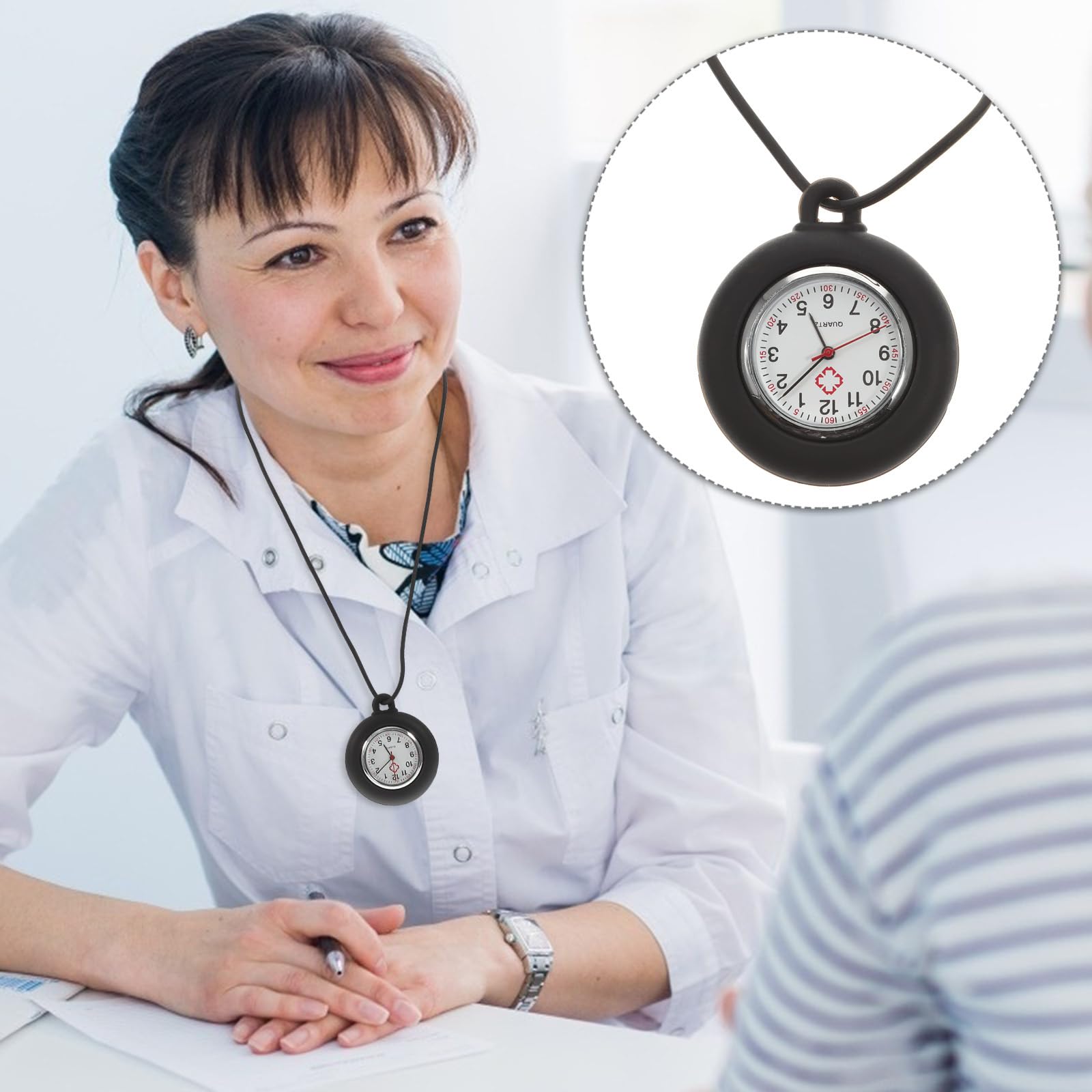 Nurse Pocket Watch - Quartz Fob Watch with Silicone Case & Adjustable Lanyard for Medical Professionals