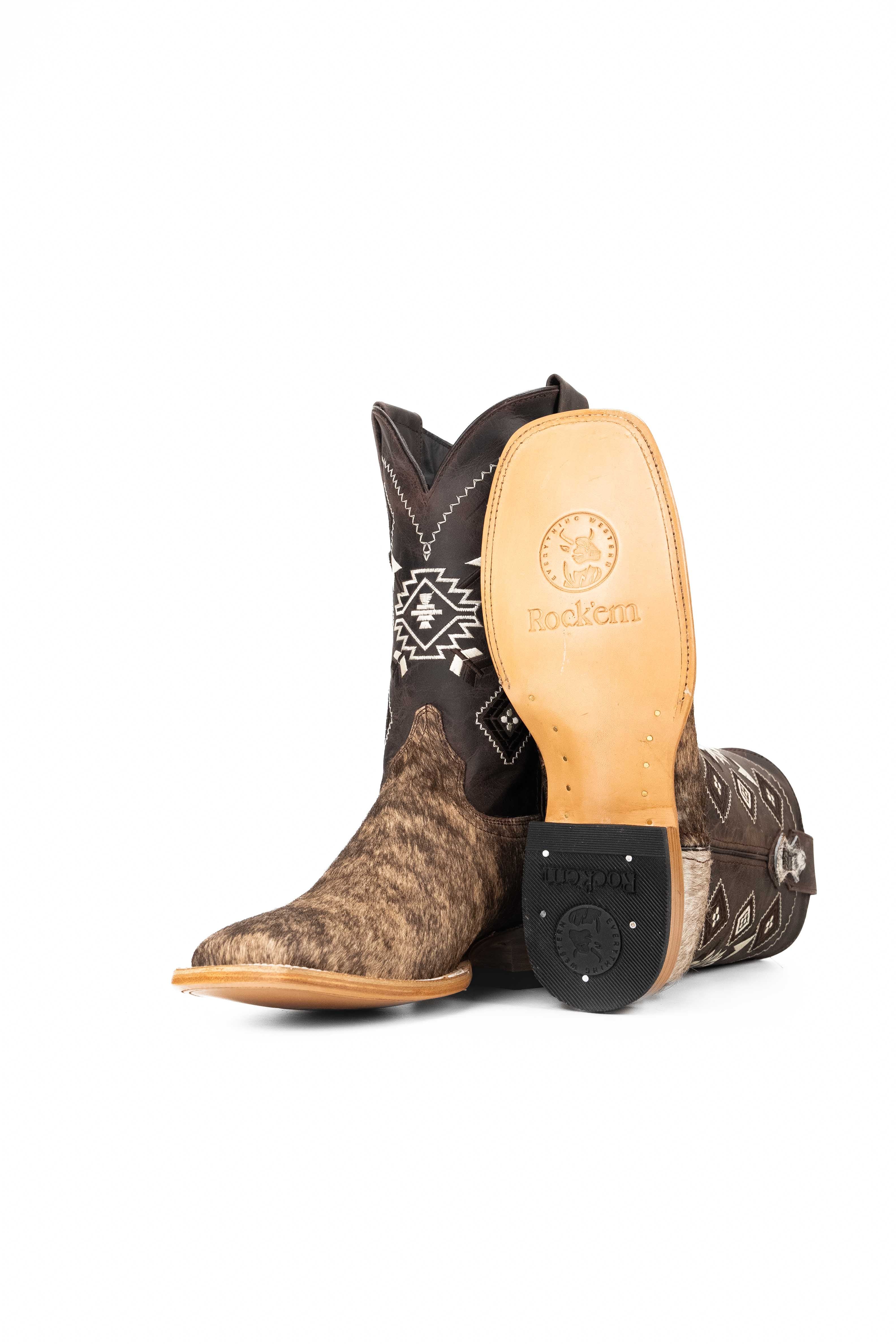 Men's Genuine Cowhide Square Toe Cowboy Boots - Size 10 Western Boots for Men - Durable & Comfortable Riding Boots - Perfect for Rodeo, Country Dancing & Outdoor Adventures